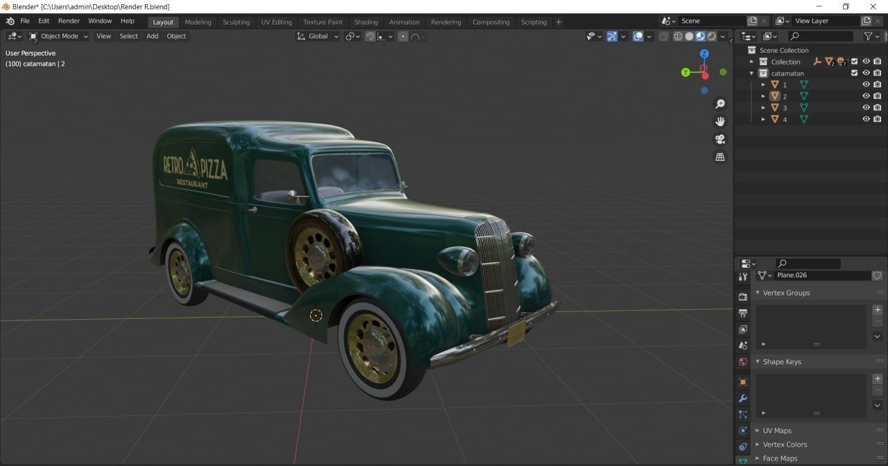 Dodge 1936 Retro Pizza model 3D model_5