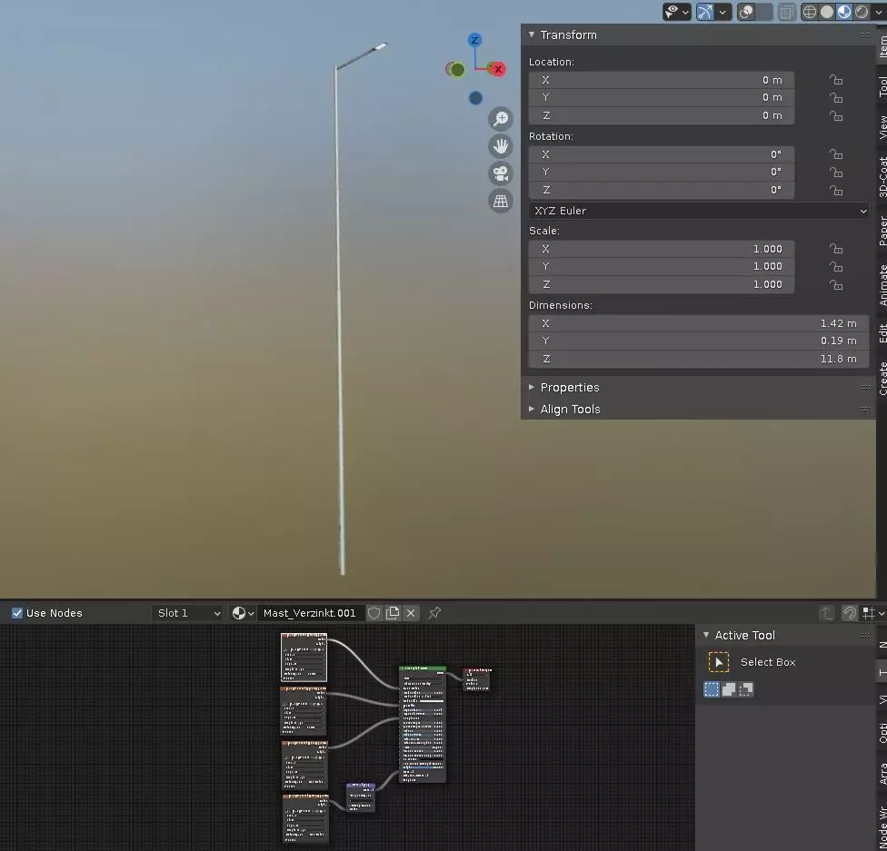 Street Light 2 Galvanized F1 M1 K0 10000mm Low-poly 3D model_0