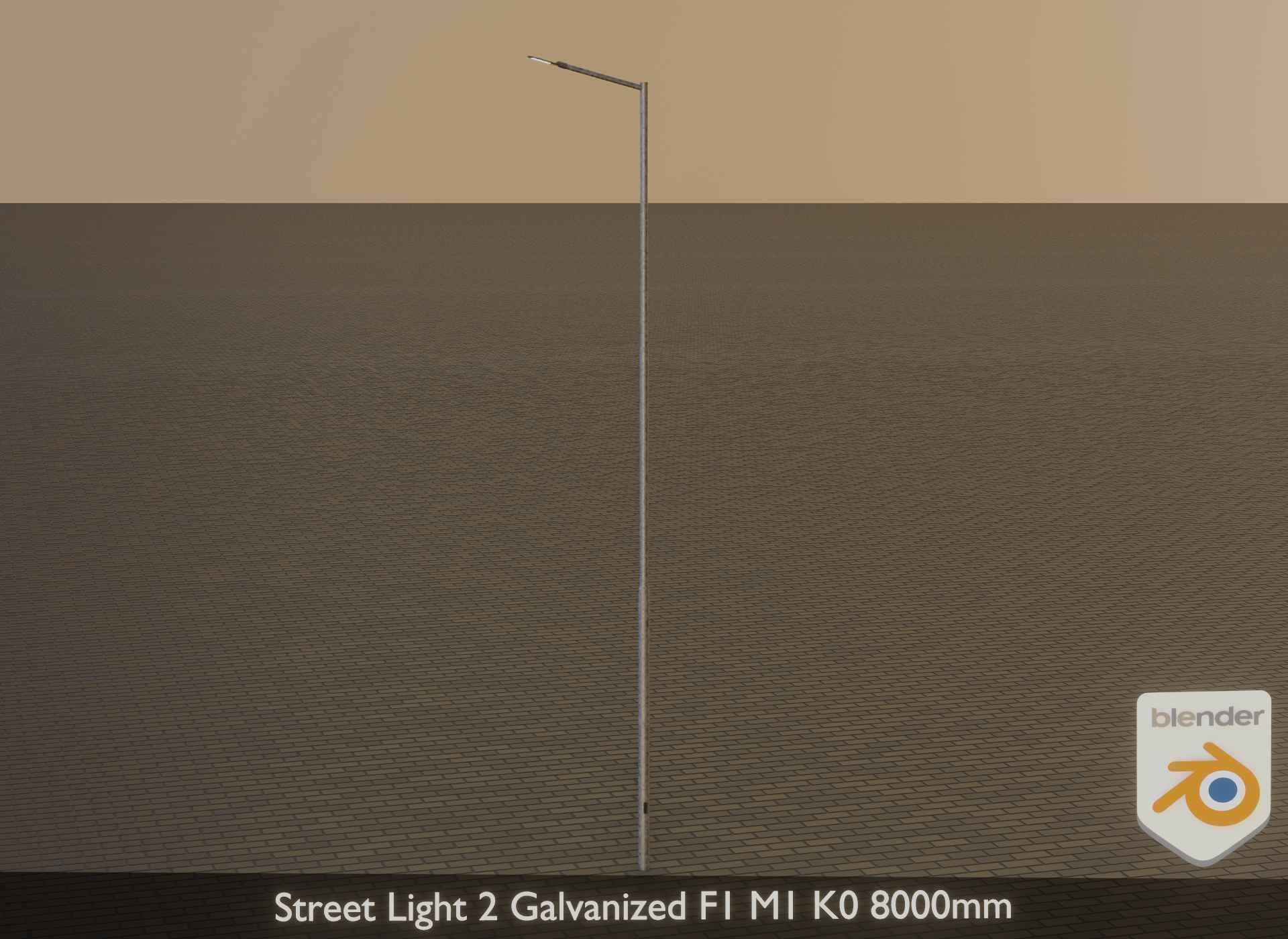 Street Light 2 Galvanized F1 M1 K0 8000mm Low-poly 3D model_39
