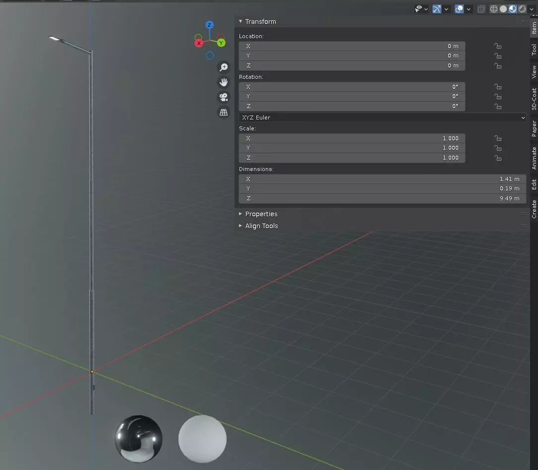 Street Light 2 Galvanized F1 M1 K0 8000mm Low-poly 3D model_0
