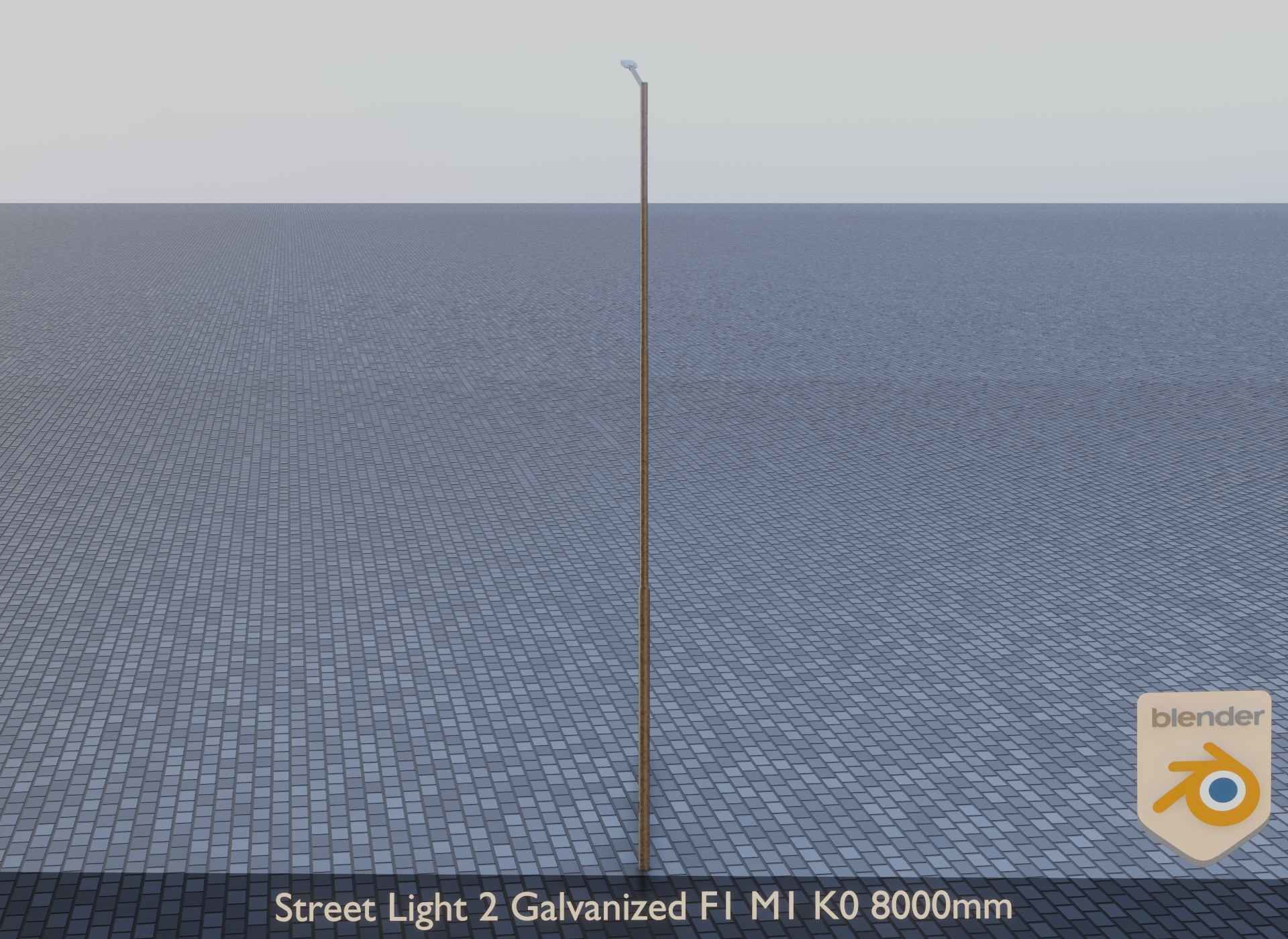 Street Light 2 Galvanized F1 M1 K0 8000mm Low-poly 3D model_10