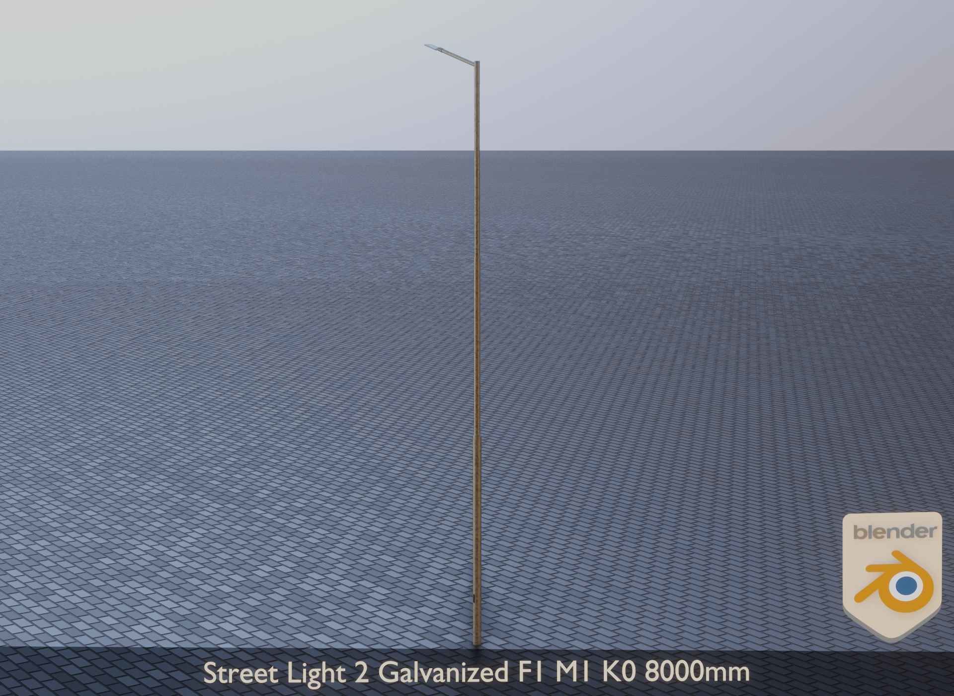 Street Light 2 Galvanized F1 M1 K0 8000mm Low-poly 3D model_7