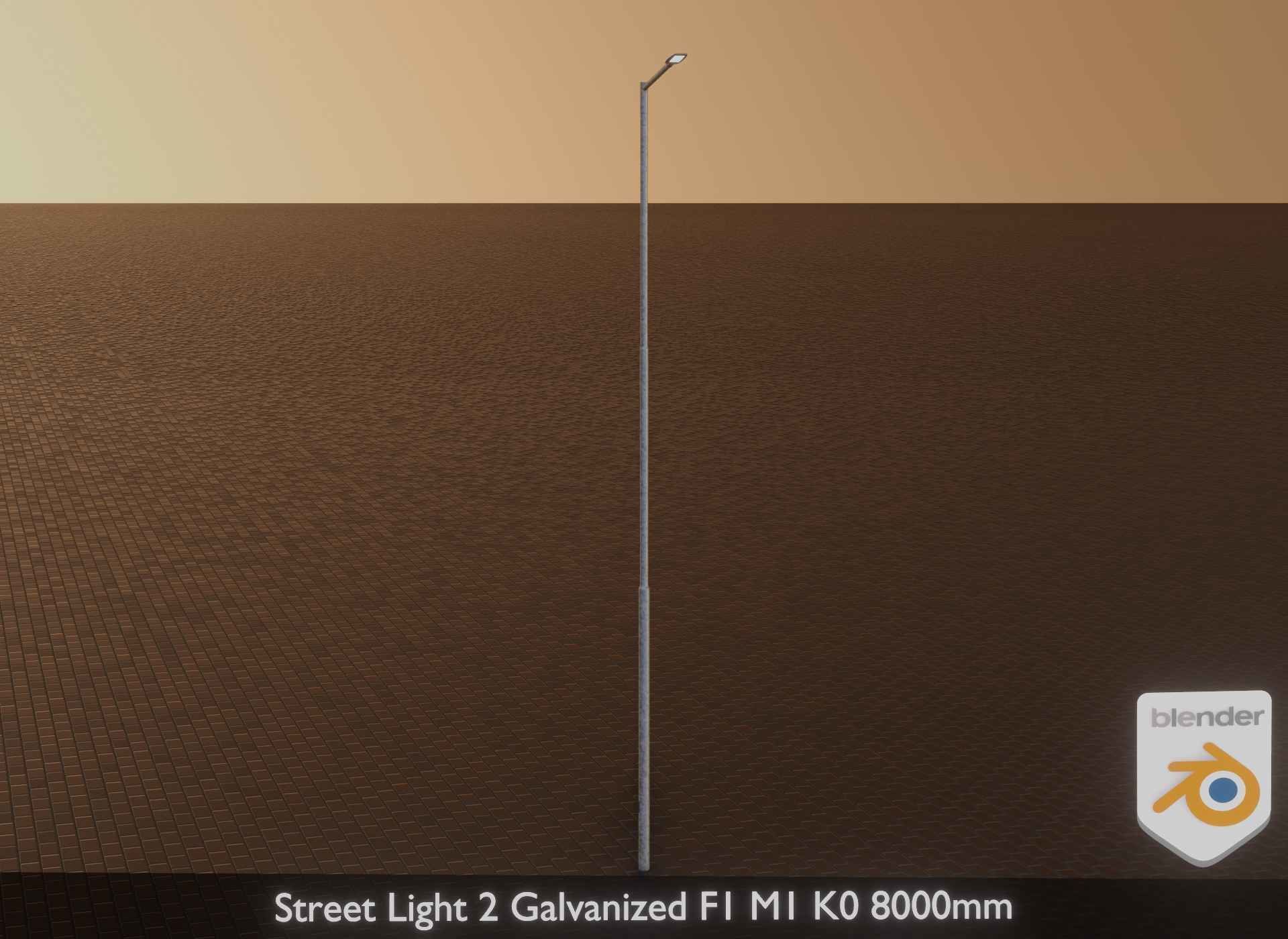 Street Light 2 Galvanized F1 M1 K0 8000mm Low-poly 3D model_29