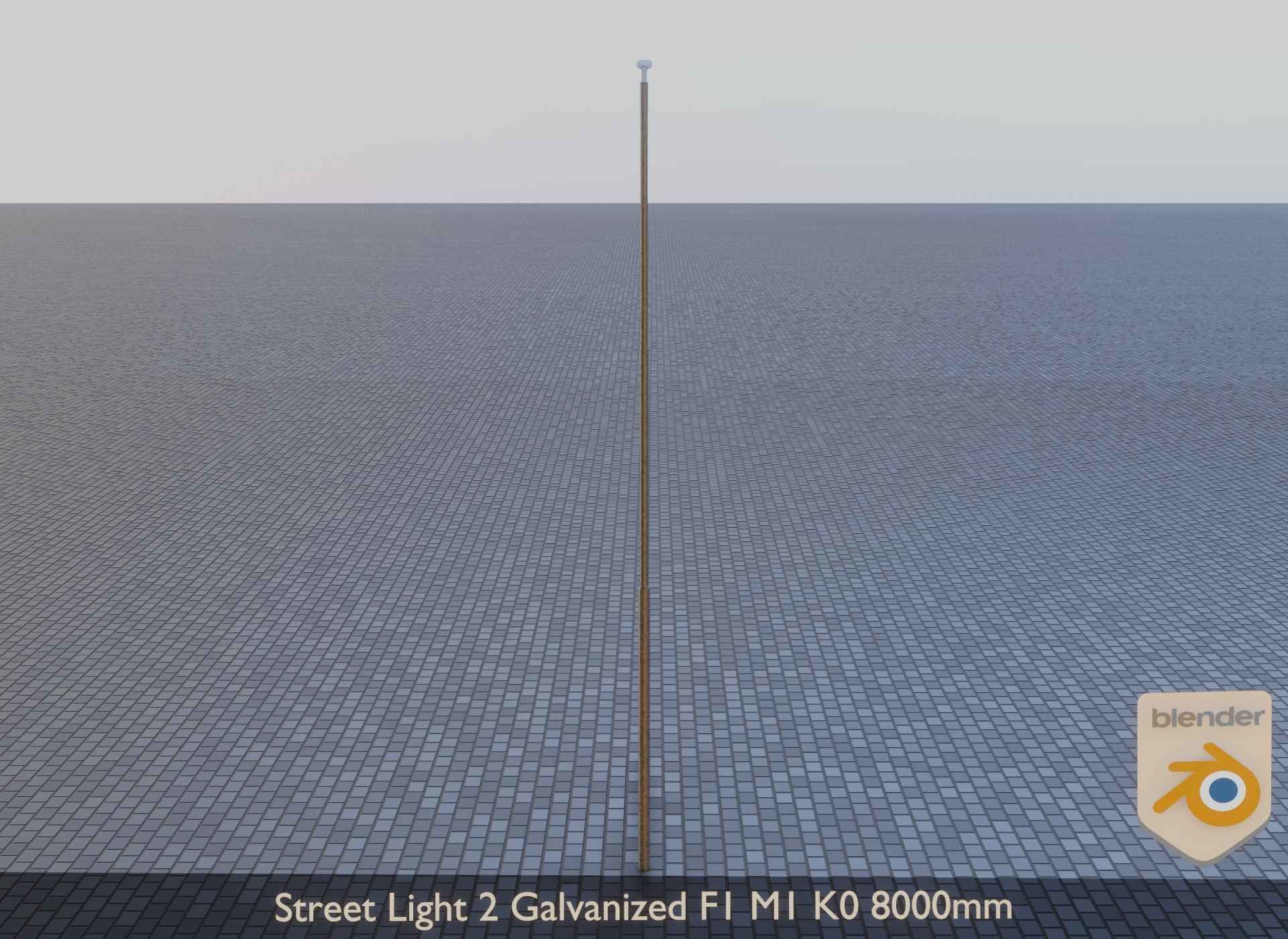 Street Light 2 Galvanized F1 M1 K0 8000mm Low-poly 3D model_11