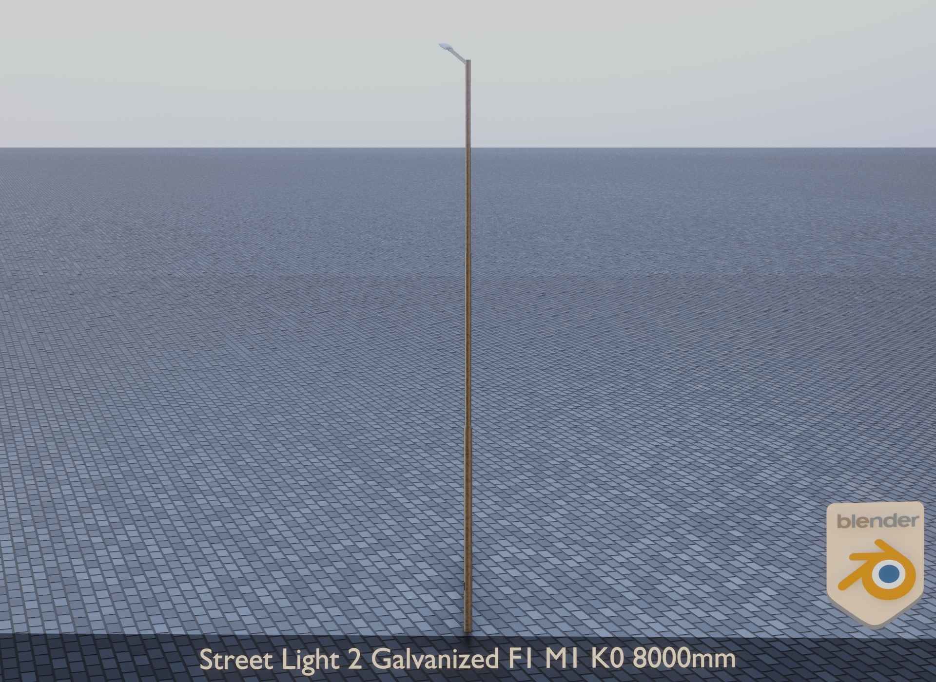 Street Light 2 Galvanized F1 M1 K0 8000mm Low-poly 3D model_9