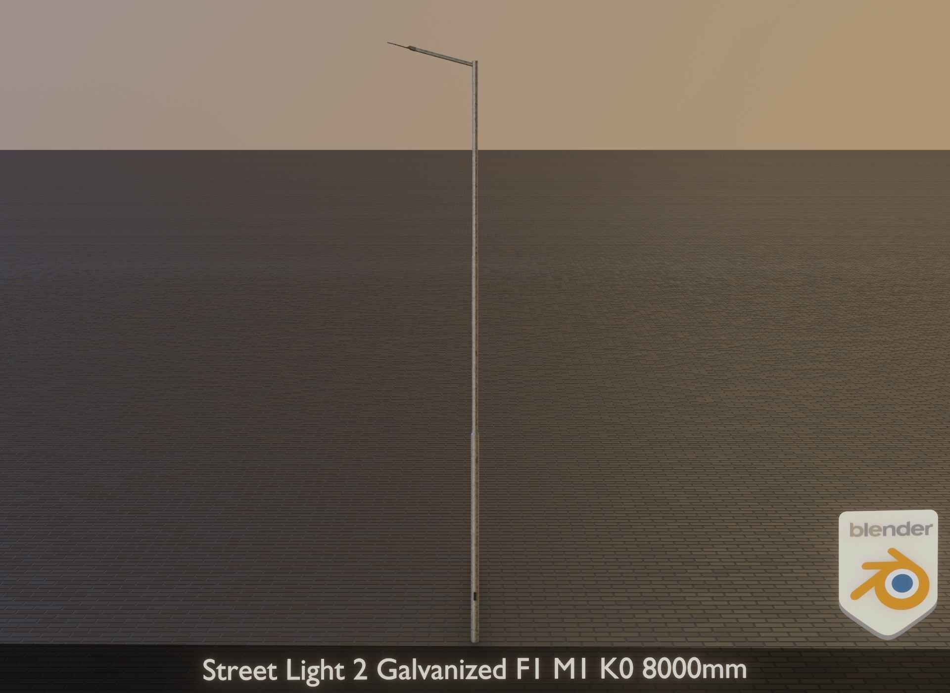 Street Light 2 Galvanized F1 M1 K0 8000mm Low-poly 3D model_1