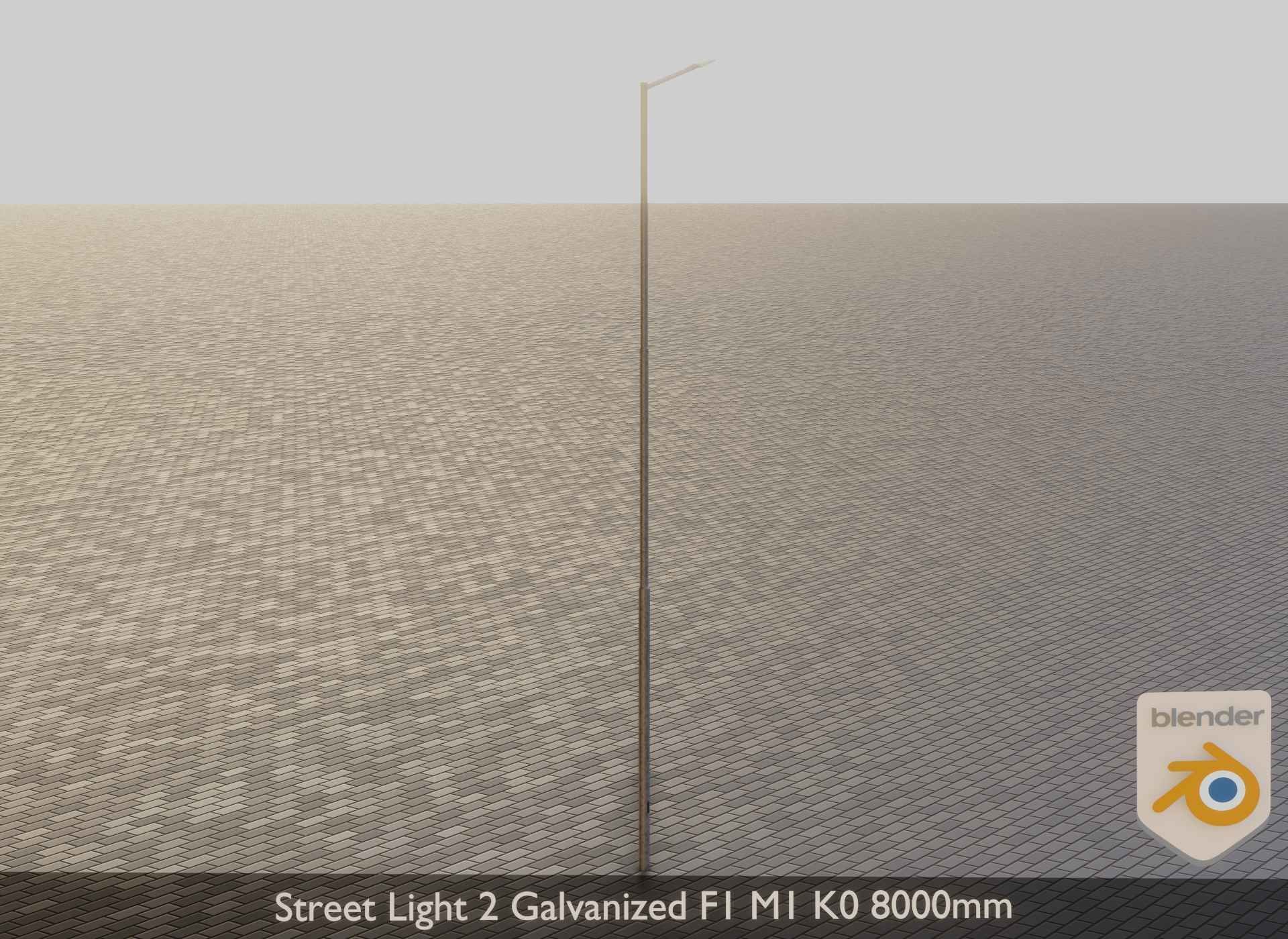 Street Light 2 Galvanized F1 M1 K0 8000mm Low-poly 3D model_15