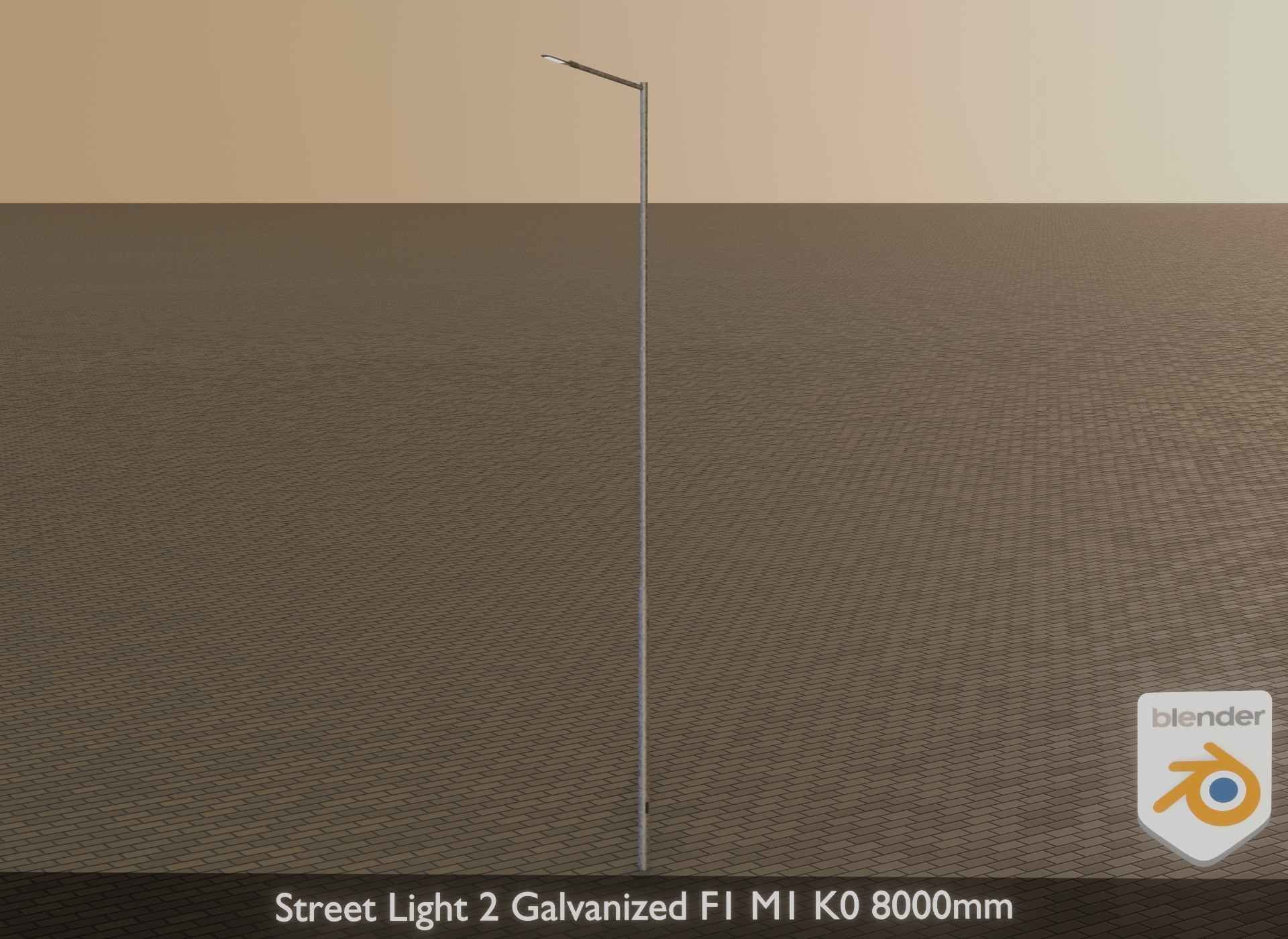 Street Light 2 Galvanized F1 M1 K0 8000mm Low-poly 3D model_37