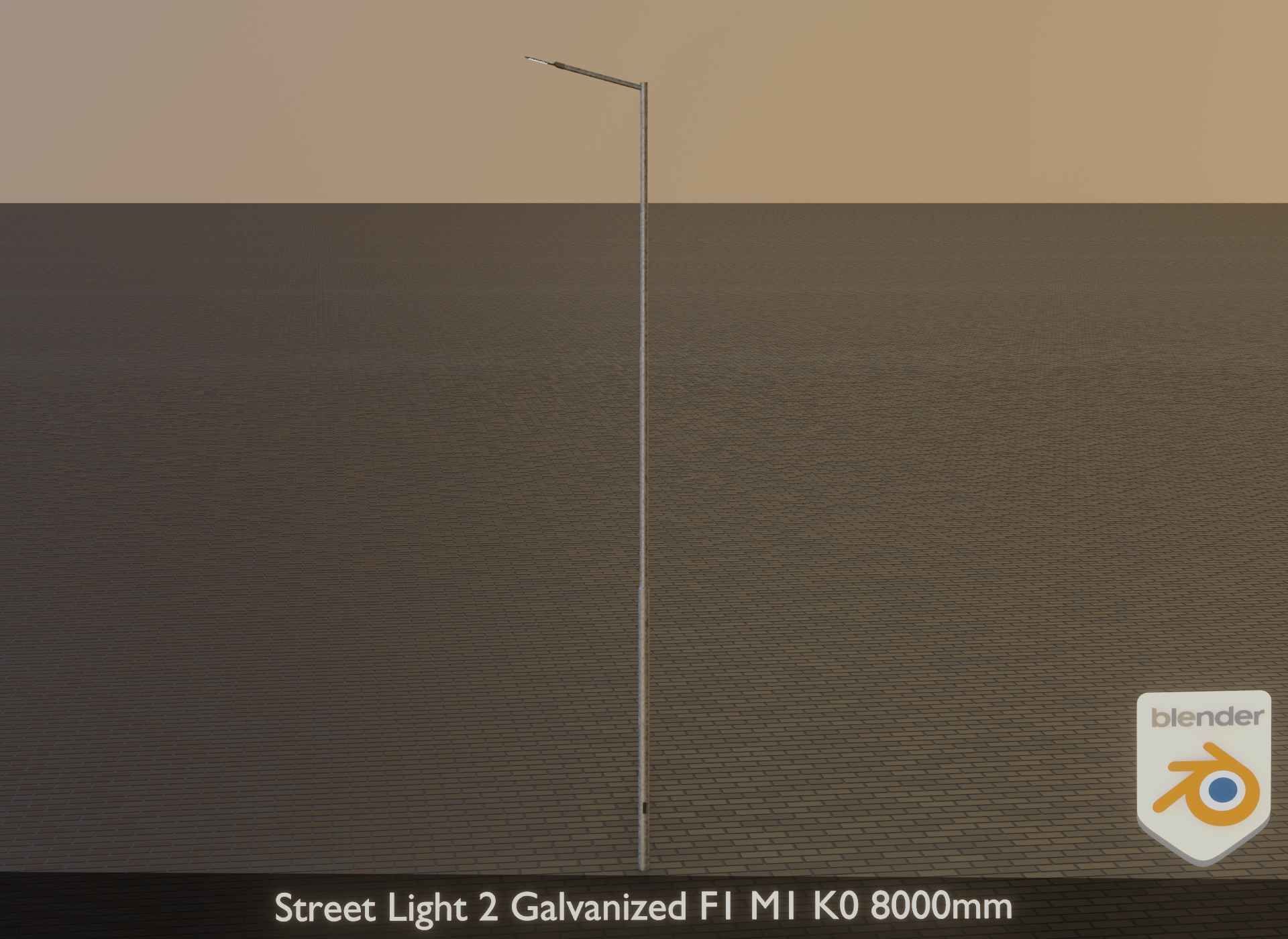 Street Light 2 Galvanized F1 M1 K0 8000mm Low-poly 3D model_40