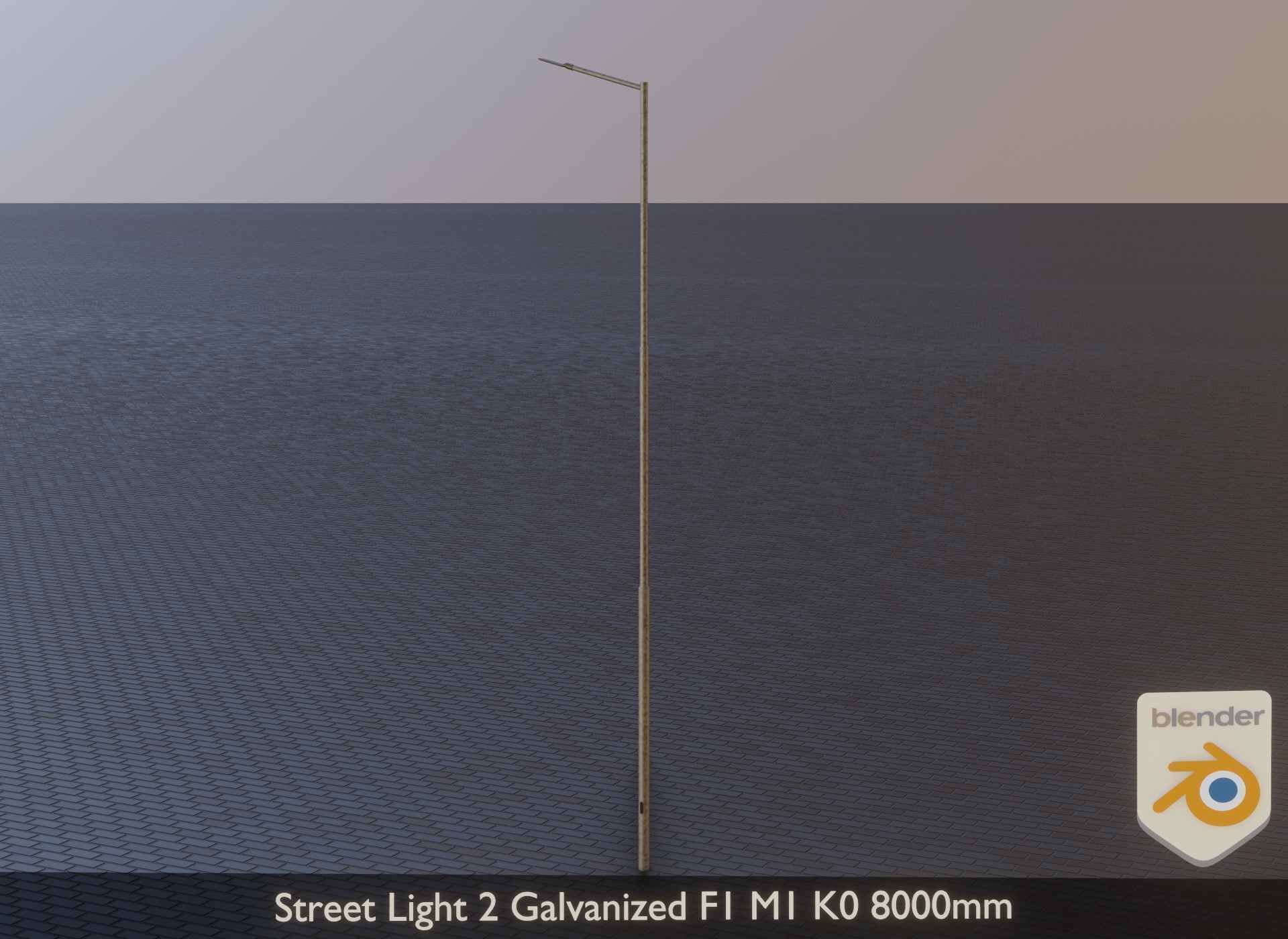 Street Light 2 Galvanized F1 M1 K0 8000mm Low-poly 3D model_4