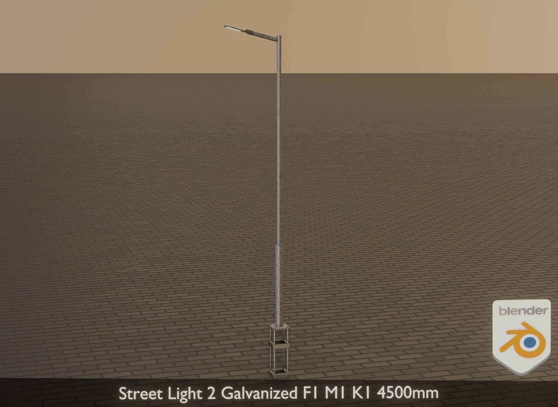 Street Light 2 Galvanized F1 M1 K1 4500mm Low-poly 3D model_39