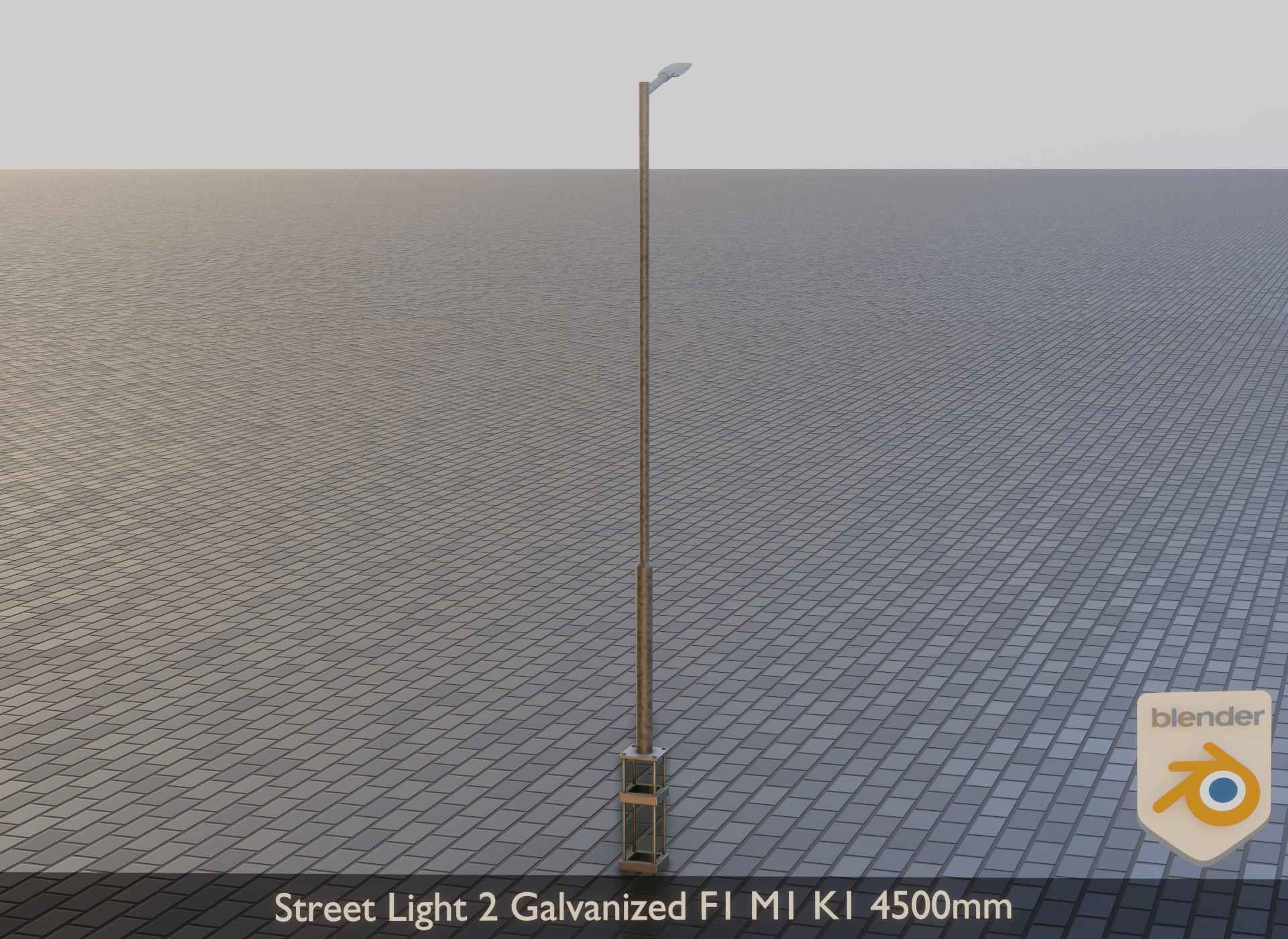 Street Light 2 Galvanized F1 M1 K1 4500mm Low-poly 3D model_13