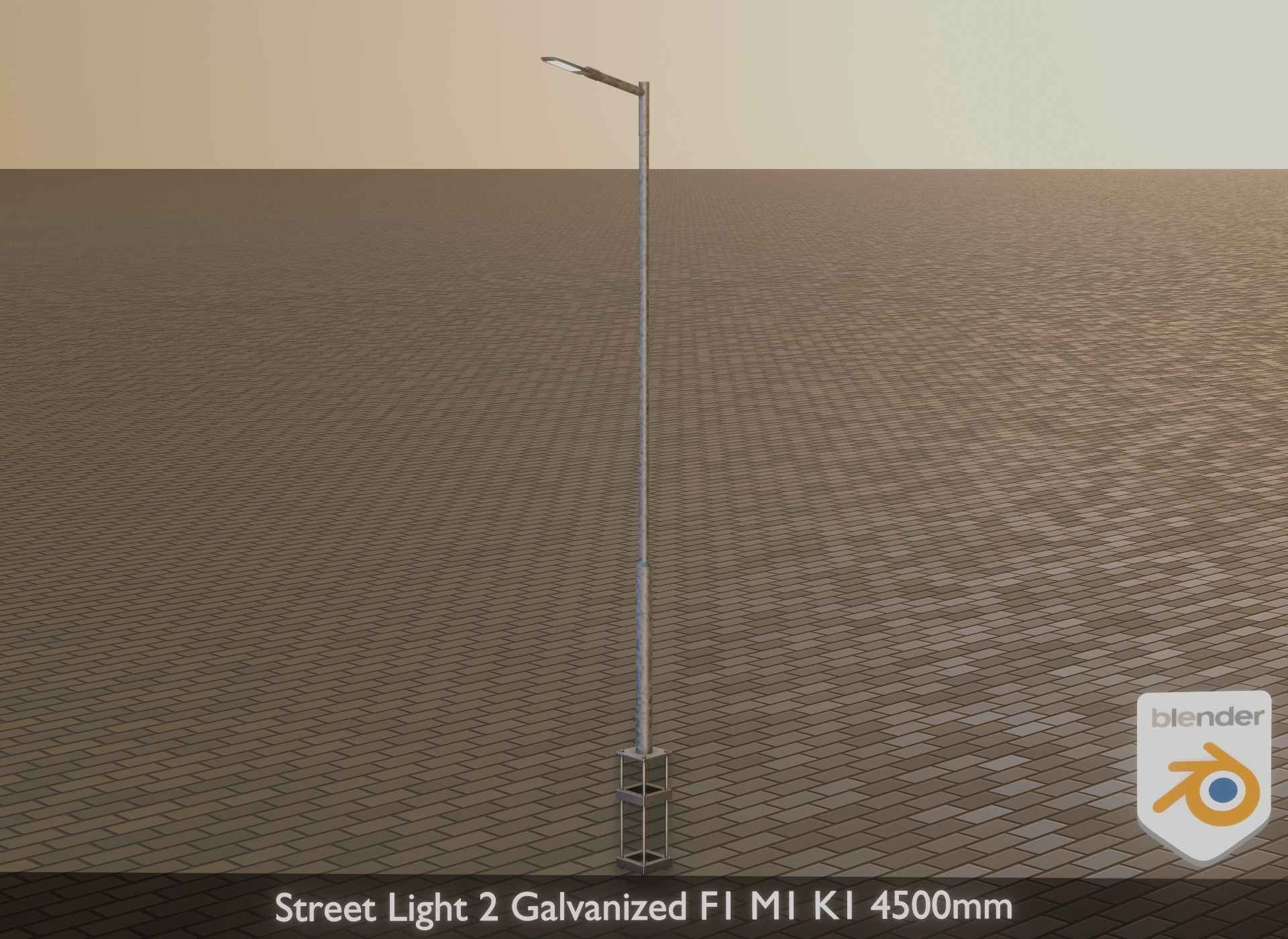 Street Light 2 Galvanized F1 M1 K1 4500mm Low-poly 3D model_36