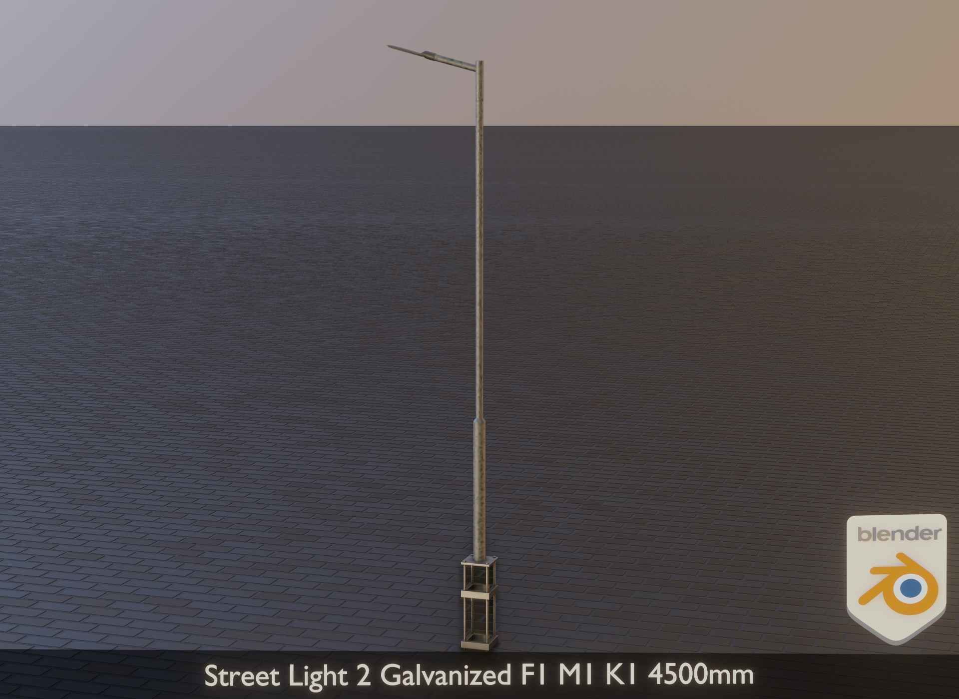 Street Light 2 Galvanized F1 M1 K1 4500mm Low-poly 3D model_3