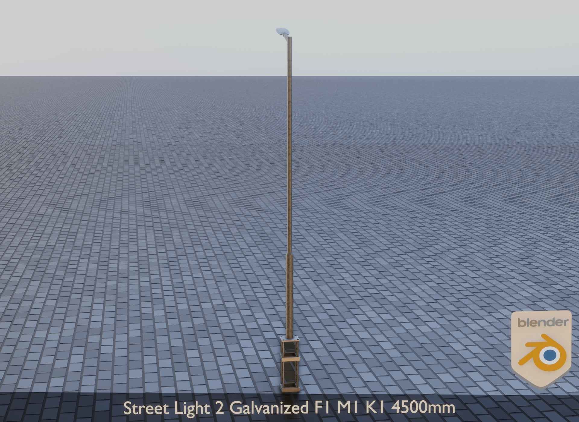 Street Light 2 Galvanized F1 M1 K1 4500mm Low-poly 3D model_10
