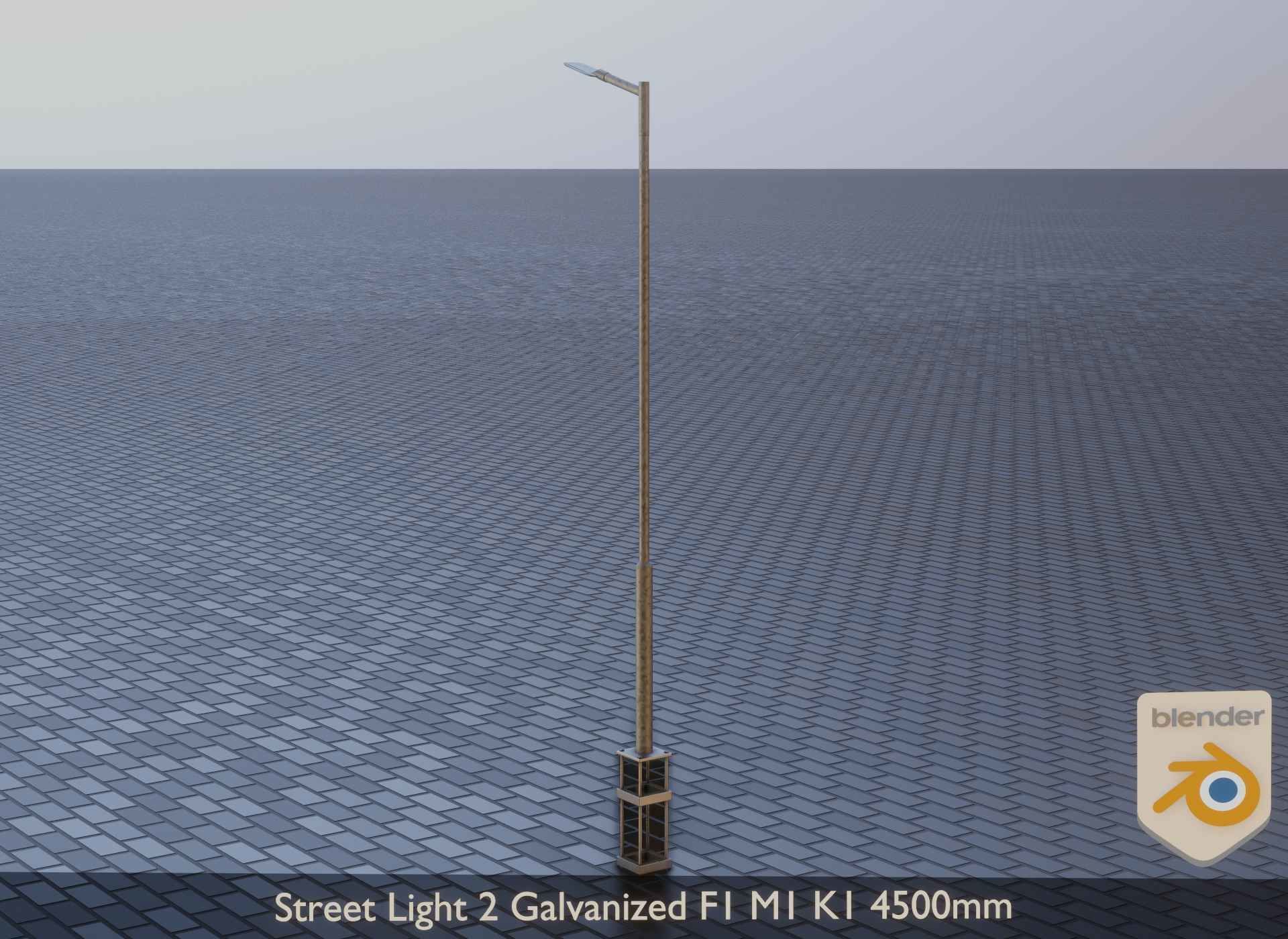 Street Light 2 Galvanized F1 M1 K1 4500mm Low-poly 3D model_7
