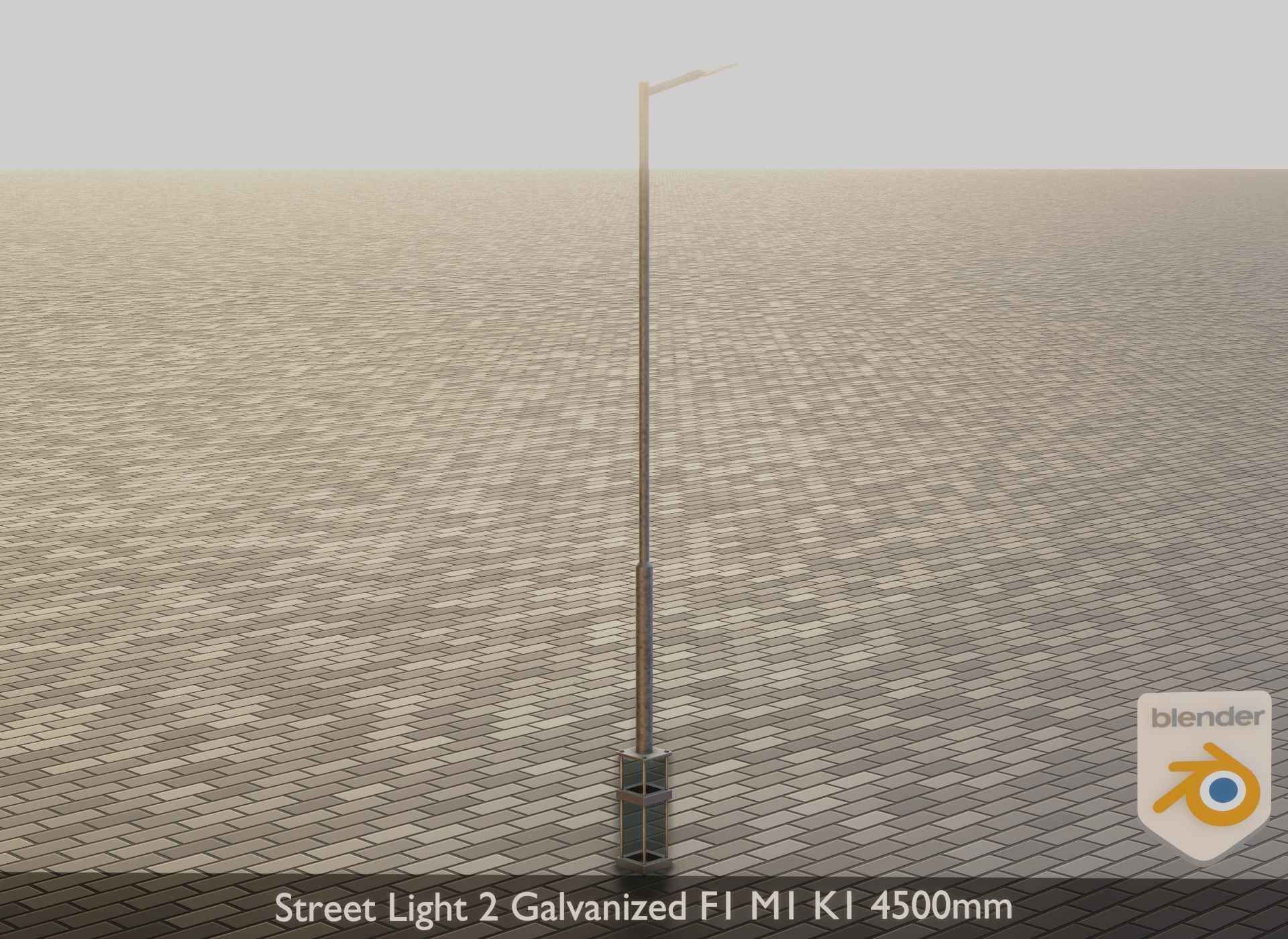 Street Light 2 Galvanized F1 M1 K1 4500mm Low-poly 3D model_16