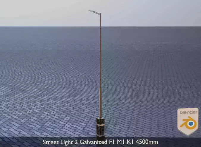 Street Light 2 Galvanized F1 M1 K1 4500mm Low-poly 3D model