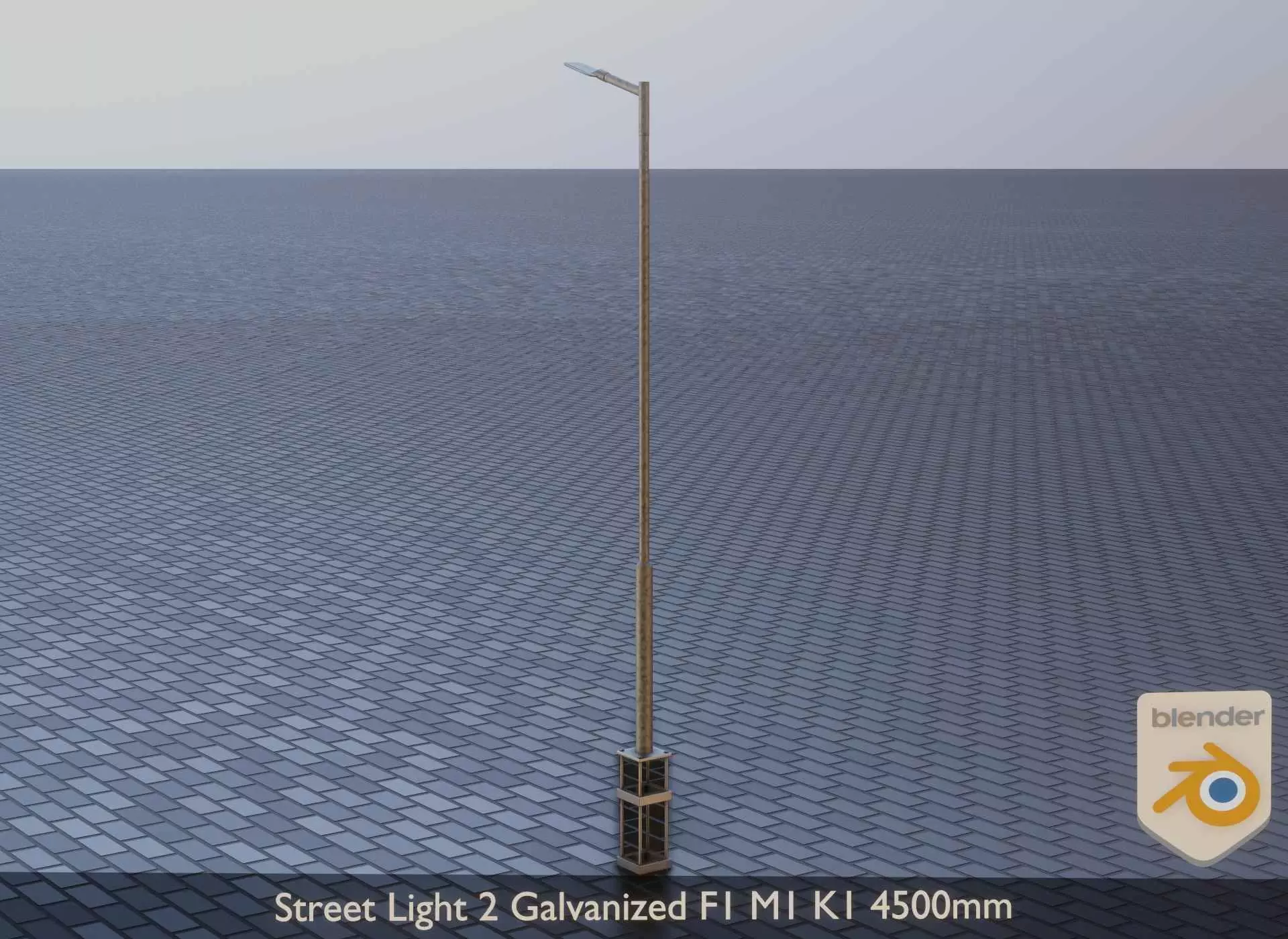 Street Light 2 Galvanized F1 M1 K1 4500mm Low-poly 3D model_0