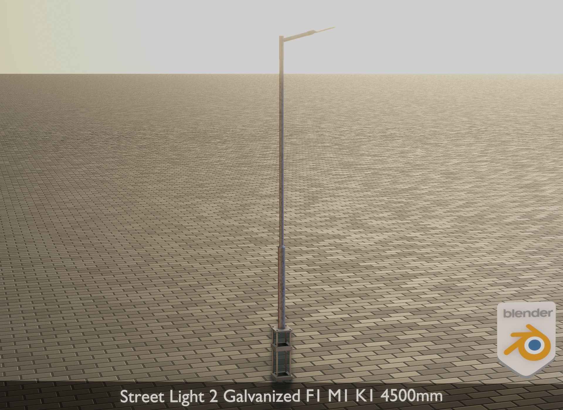 Street Light 2 Galvanized F1 M1 K1 4500mm Low-poly 3D model_19