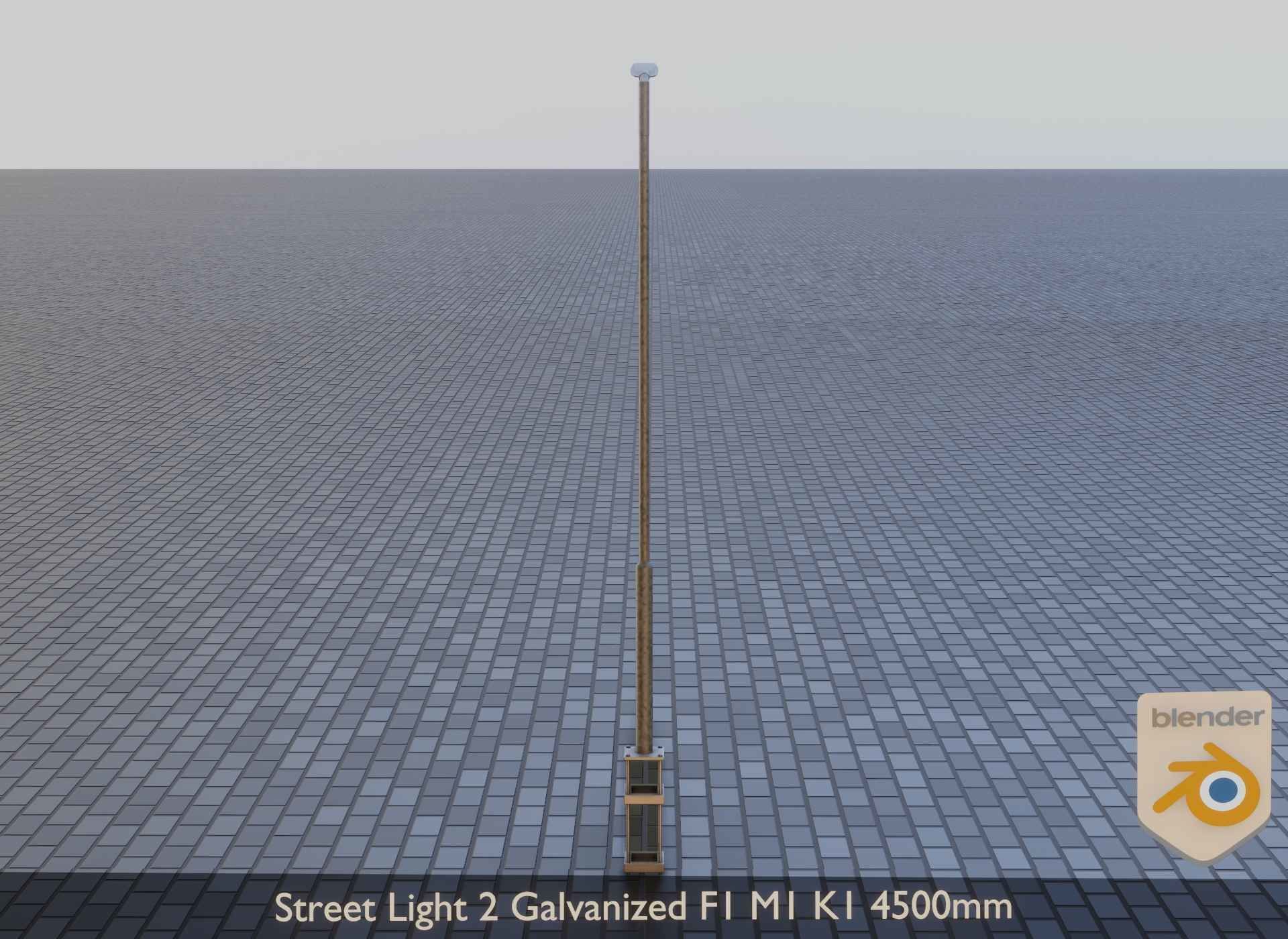 Street Light 2 Galvanized F1 M1 K1 4500mm Low-poly 3D model_11