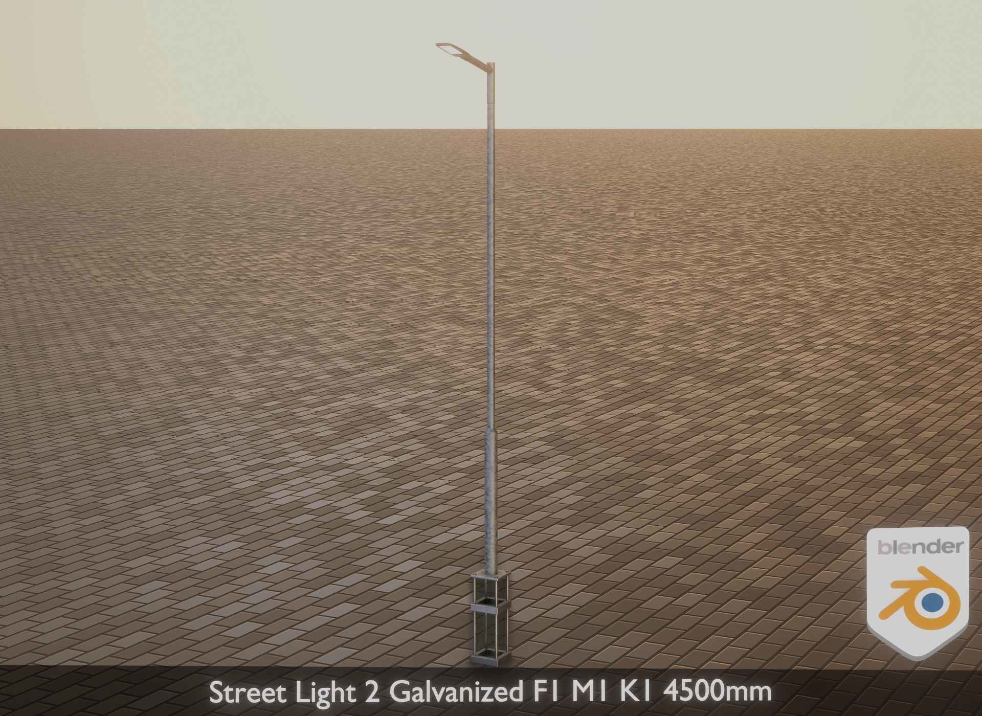 Street Light 2 Galvanized F1 M1 K1 4500mm Low-poly 3D model_34