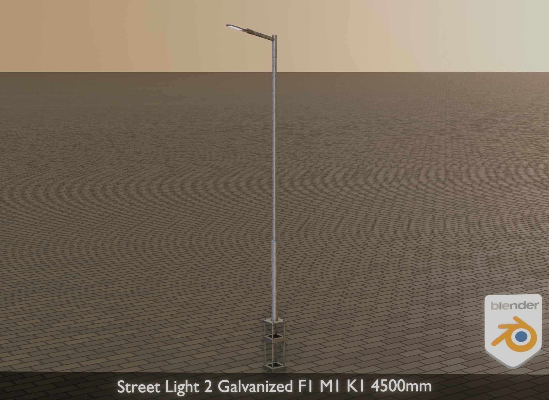 Street Light 2 Galvanized F1 M1 K1 4500mm Low-poly 3D model_37