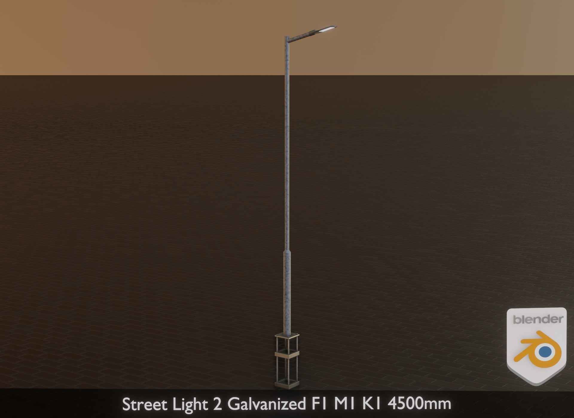 Street Light 2 Galvanized F1 M1 K1 4500mm Low-poly 3D model_25