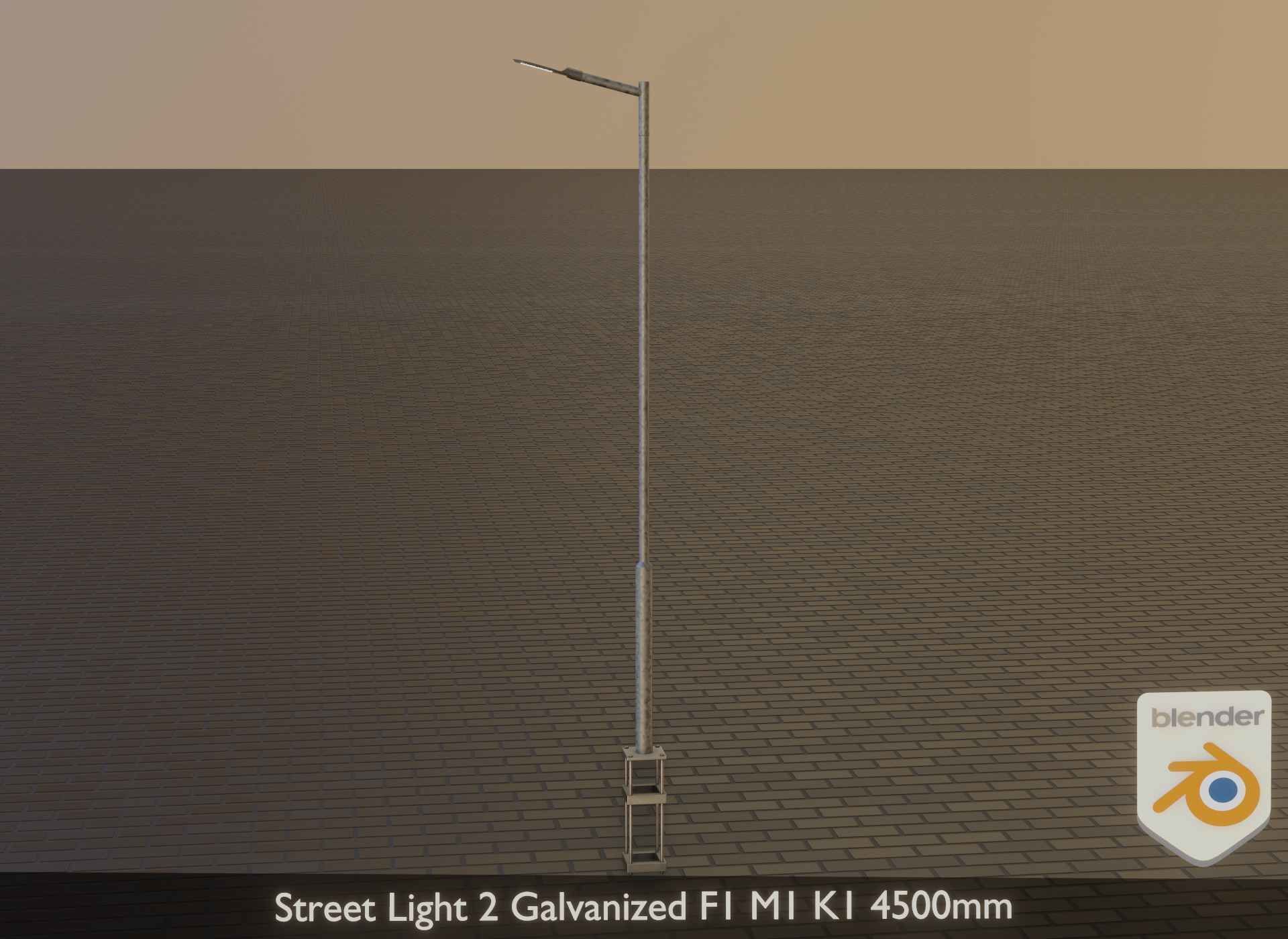 Street Light 2 Galvanized F1 M1 K1 4500mm Low-poly 3D model_40