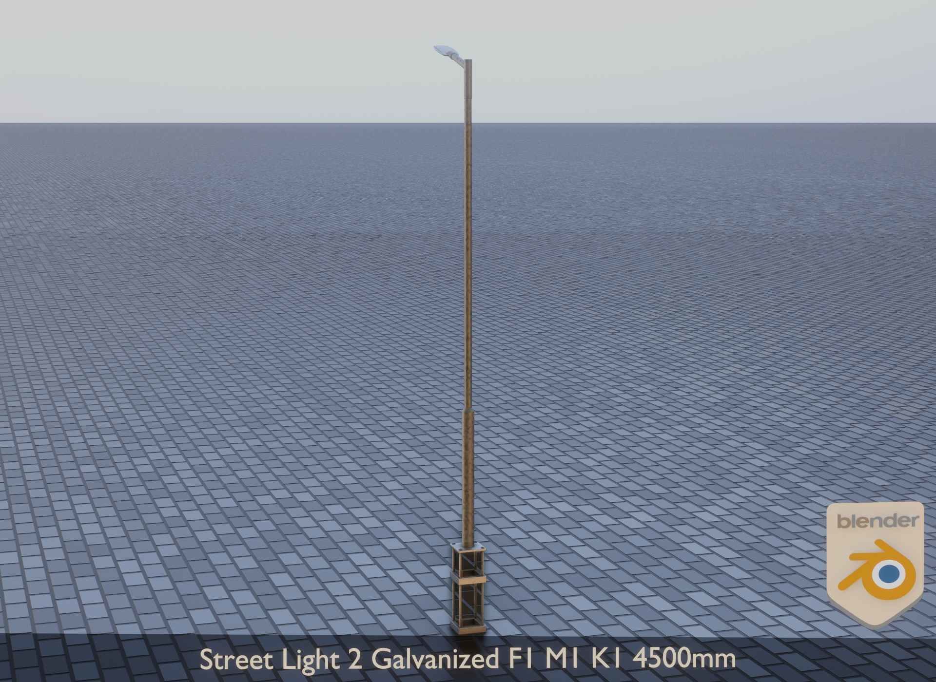 Street Light 2 Galvanized F1 M1 K1 4500mm Low-poly 3D model_9