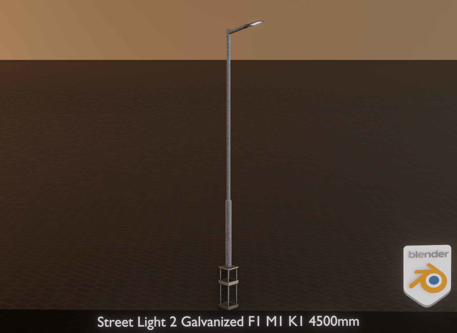Street Light 2 Galvanized F1 M1 K1 4500mm Low-poly 3D model_26