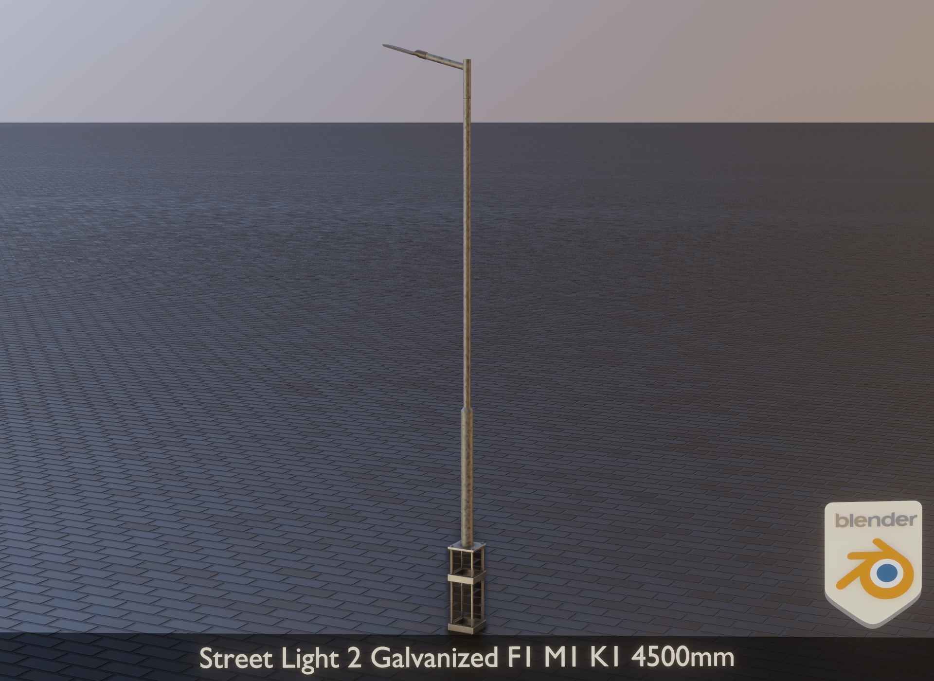 Street Light 2 Galvanized F1 M1 K1 4500mm Low-poly 3D model_4