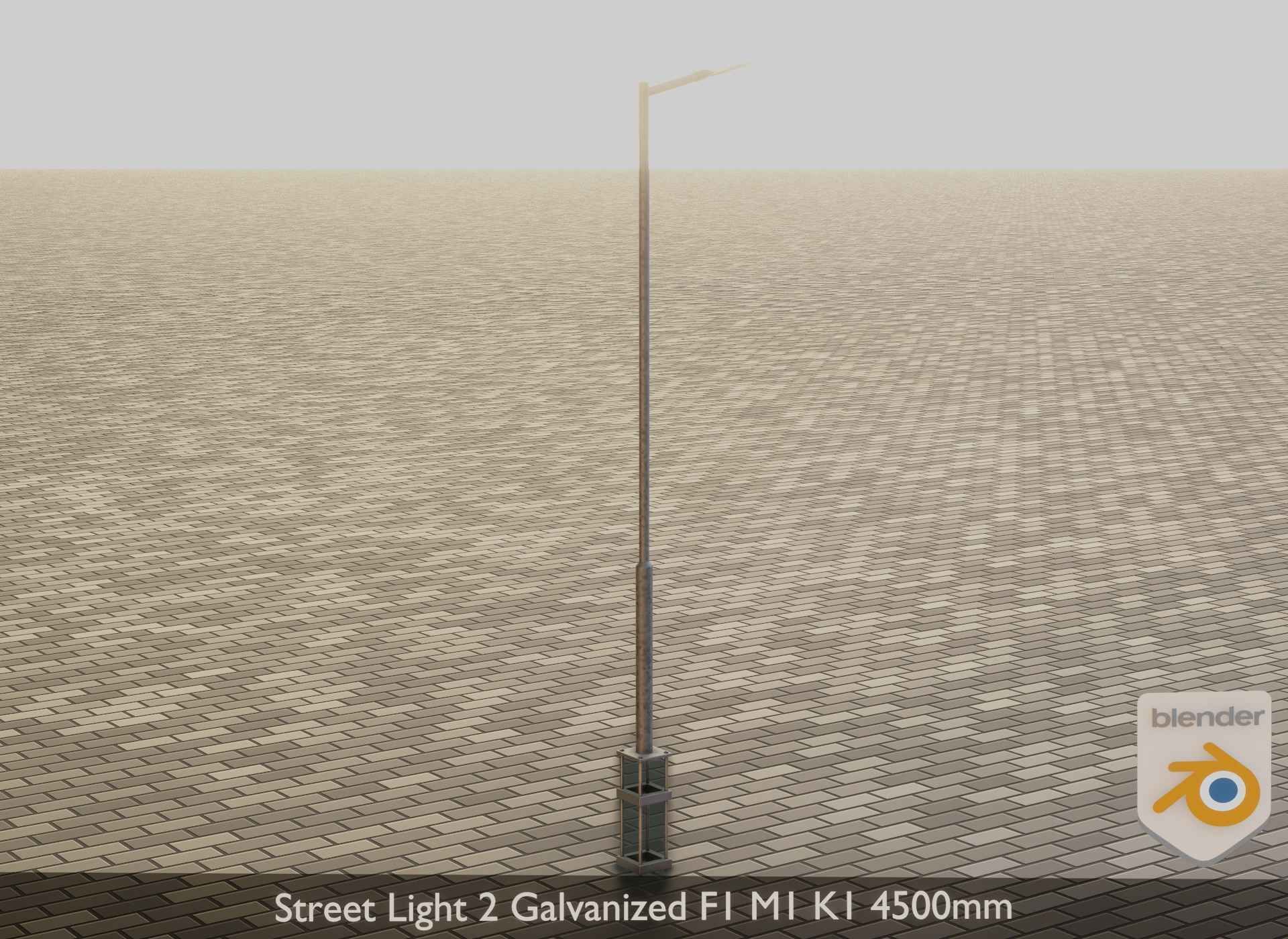 Street Light 2 Galvanized F1 M1 K1 4500mm Low-poly 3D model_17