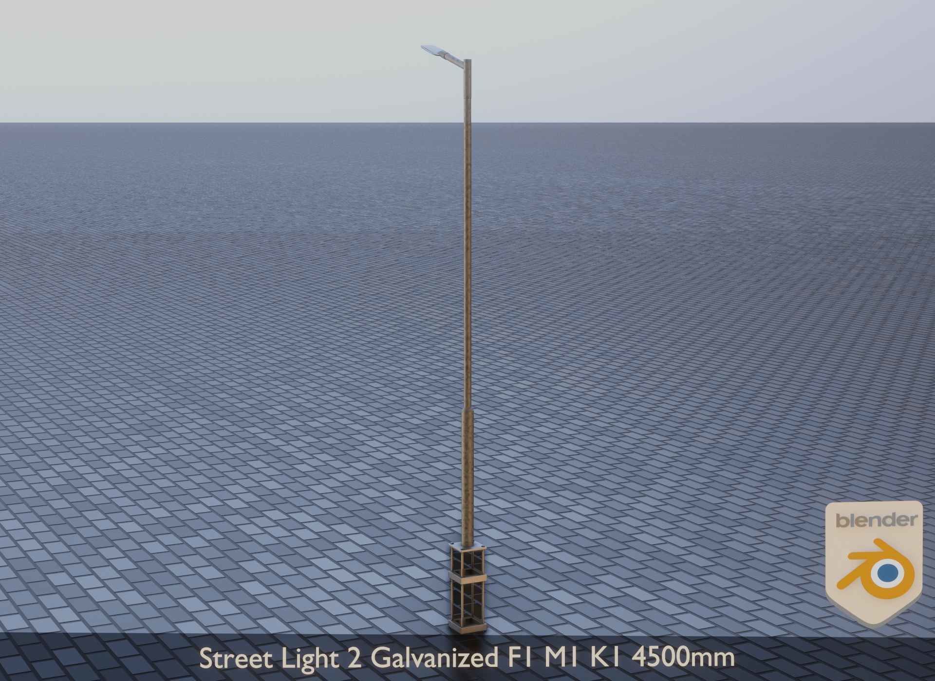 Street Light 2 Galvanized F1 M1 K1 4500mm Low-poly 3D model_8