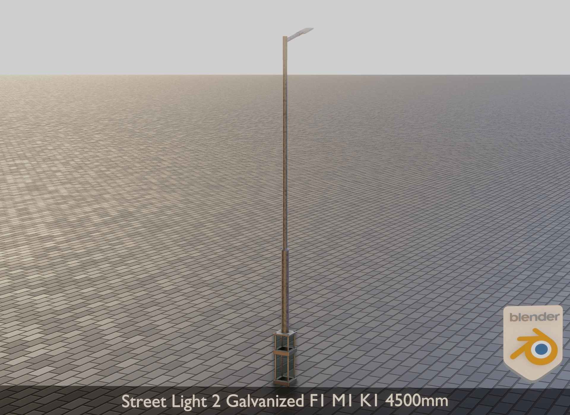 Street Light 2 Galvanized F1 M1 K1 4500mm Low-poly 3D model_14
