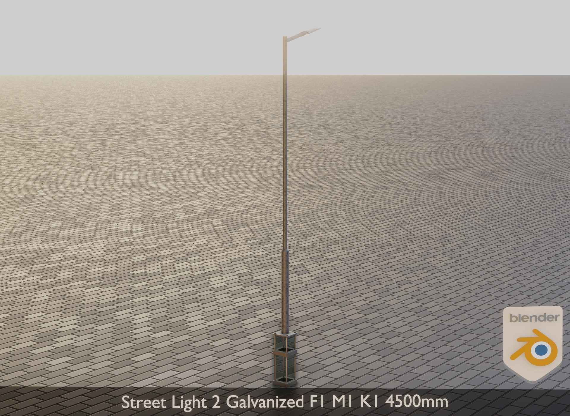 Street Light 2 Galvanized F1 M1 K1 4500mm Low-poly 3D model_15