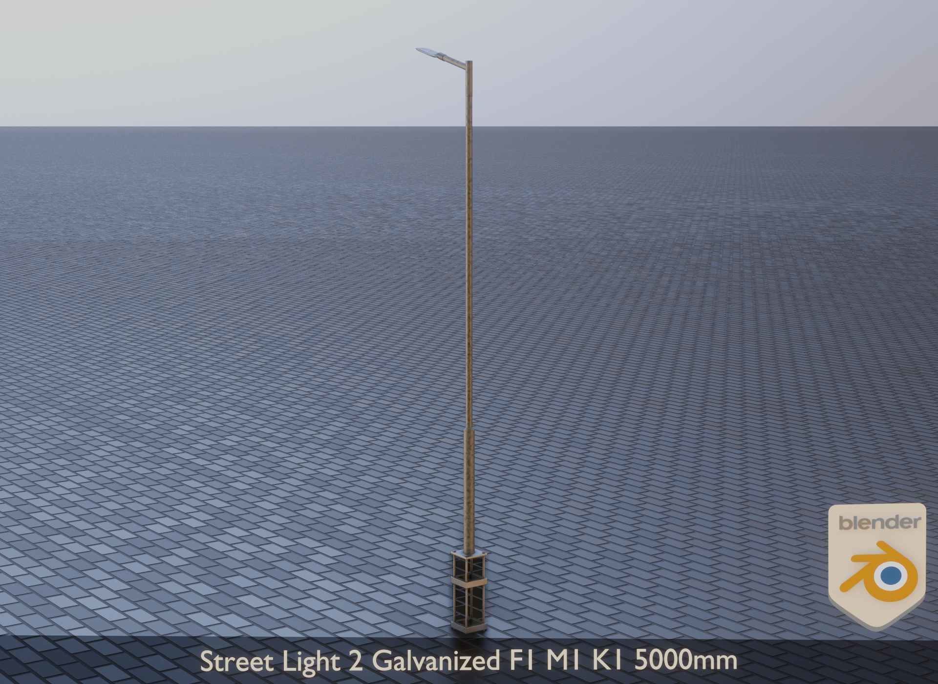Street Light 2 Galvanized F1 M1 K1 5000mm Low-poly 3D model_6