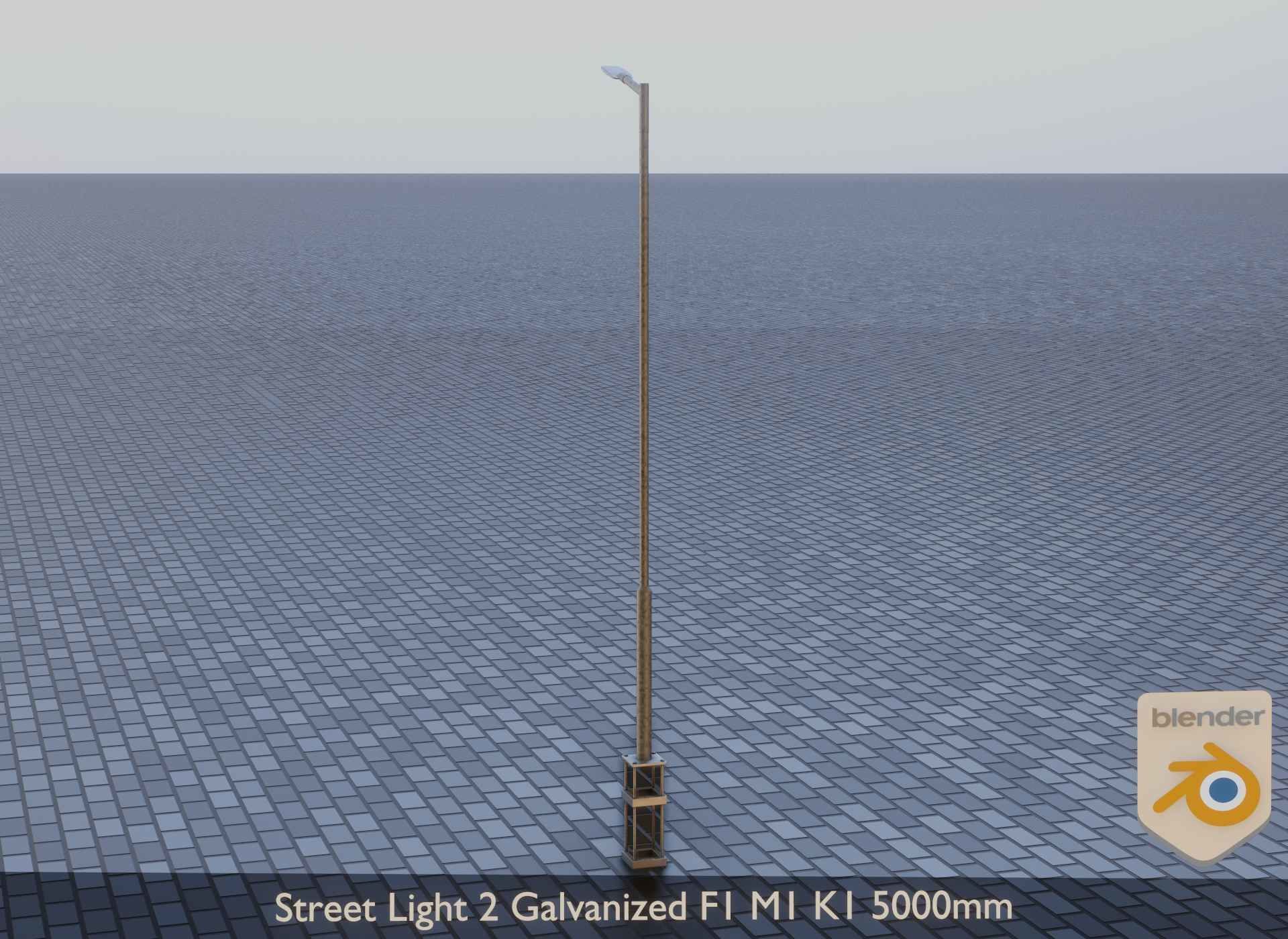 Street Light 2 Galvanized F1 M1 K1 5000mm Low-poly 3D model_8