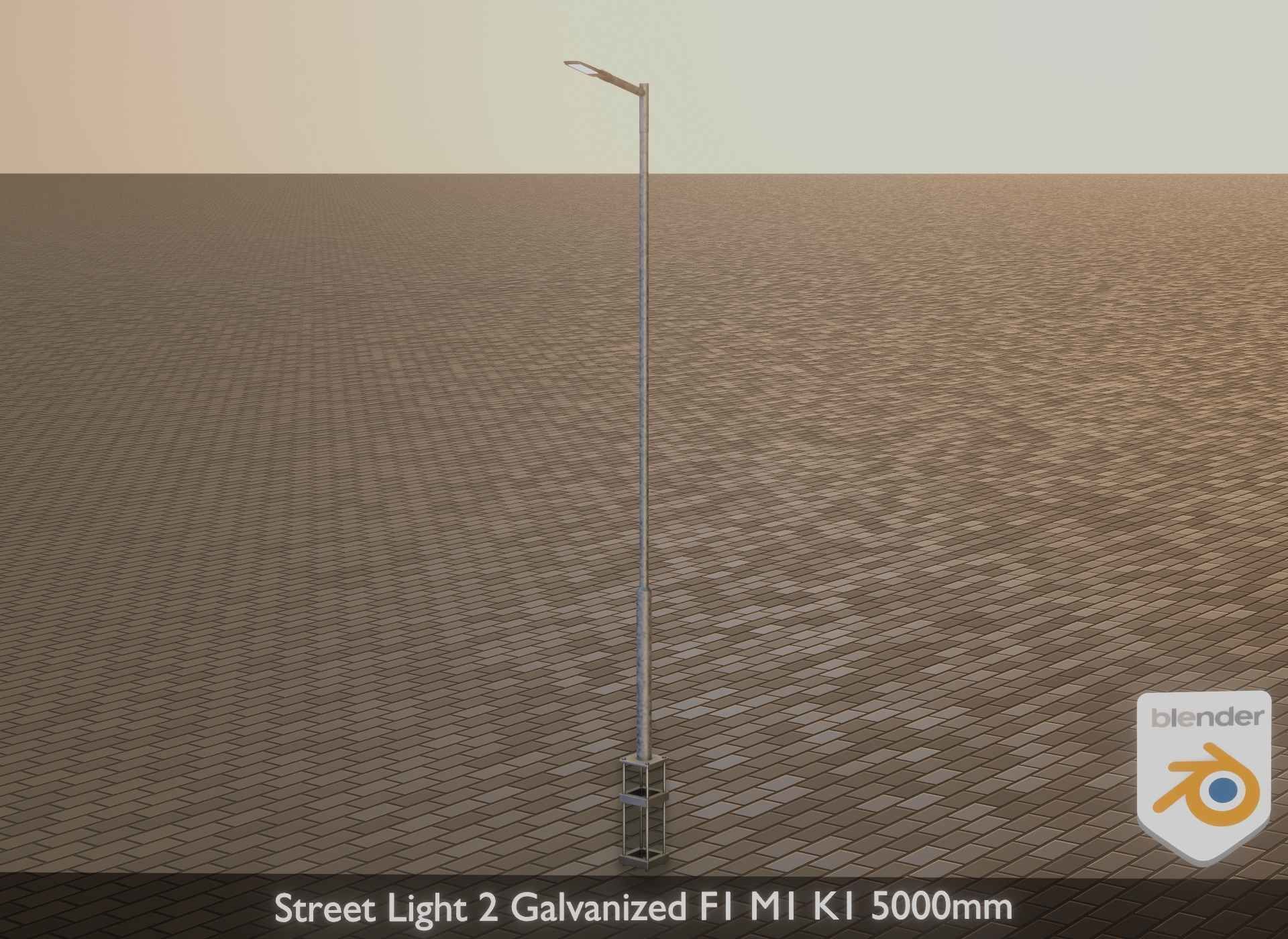 Street Light 2 Galvanized F1 M1 K1 5000mm Low-poly 3D model_34