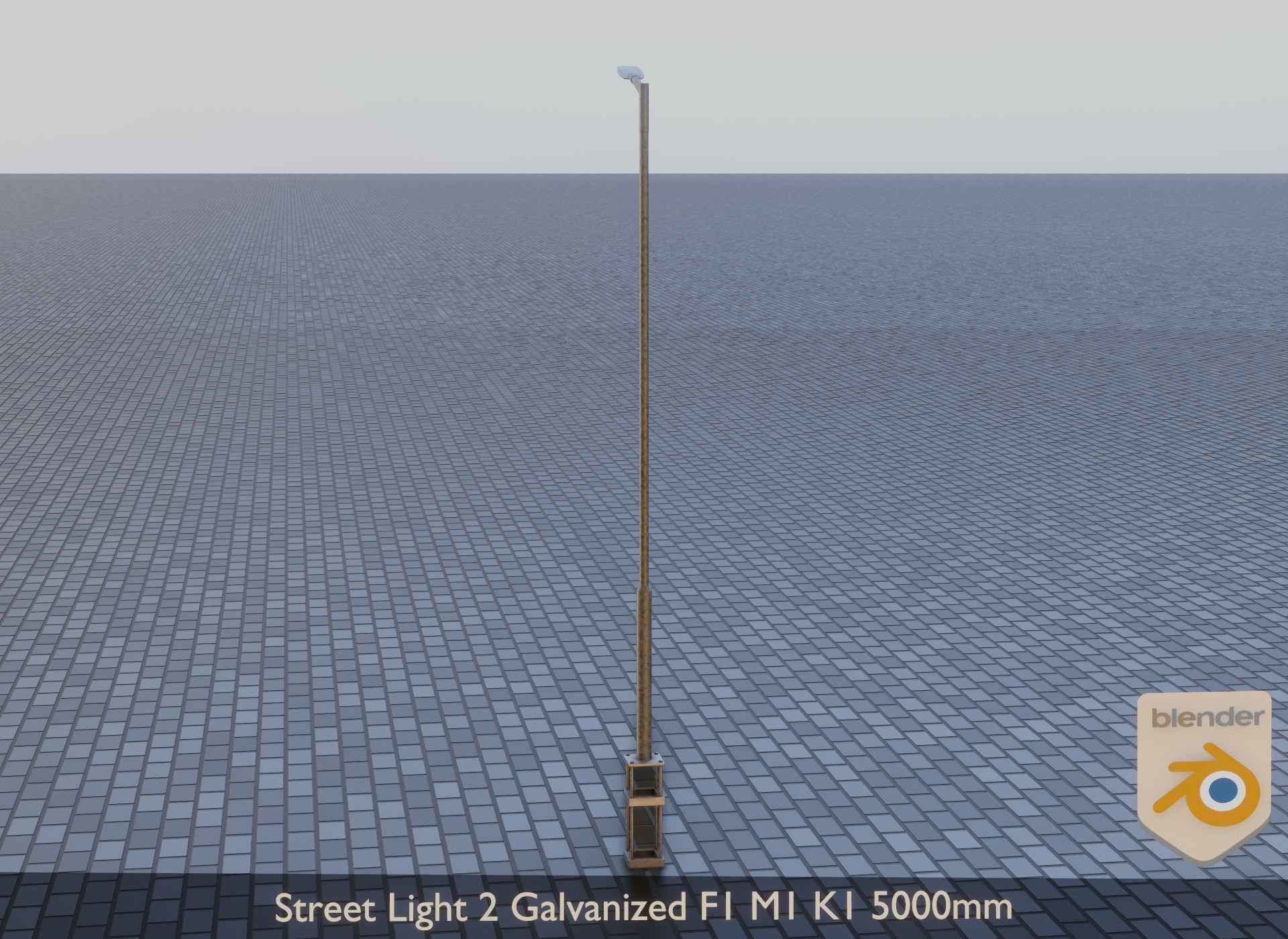 Street Light 2 Galvanized F1 M1 K1 5000mm Low-poly 3D model_9