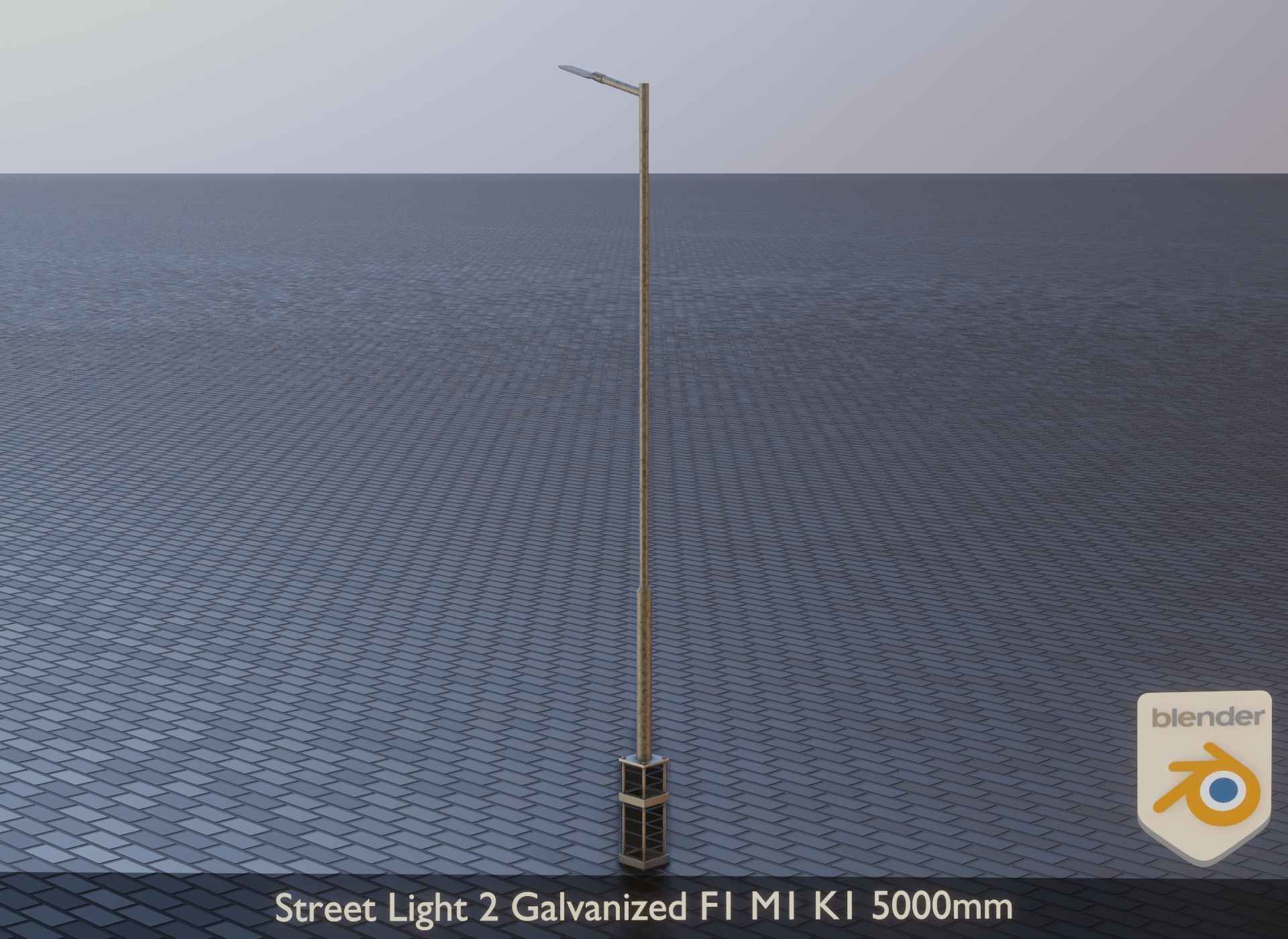 Street Light 2 Galvanized F1 M1 K1 5000mm Low-poly 3D model_5