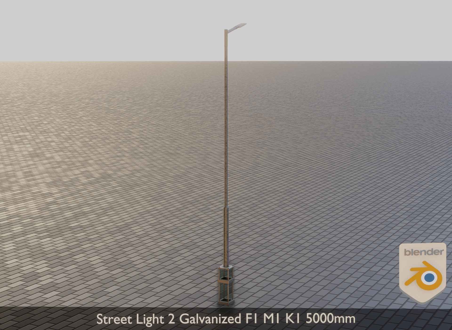 Street Light 2 Galvanized F1 M1 K1 5000mm Low-poly 3D model_13