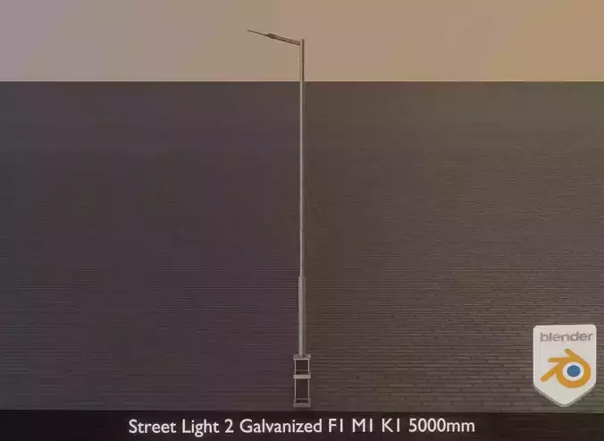 Street Light 2 Galvanized F1 M1 K1 5000mm Low-poly 3D model