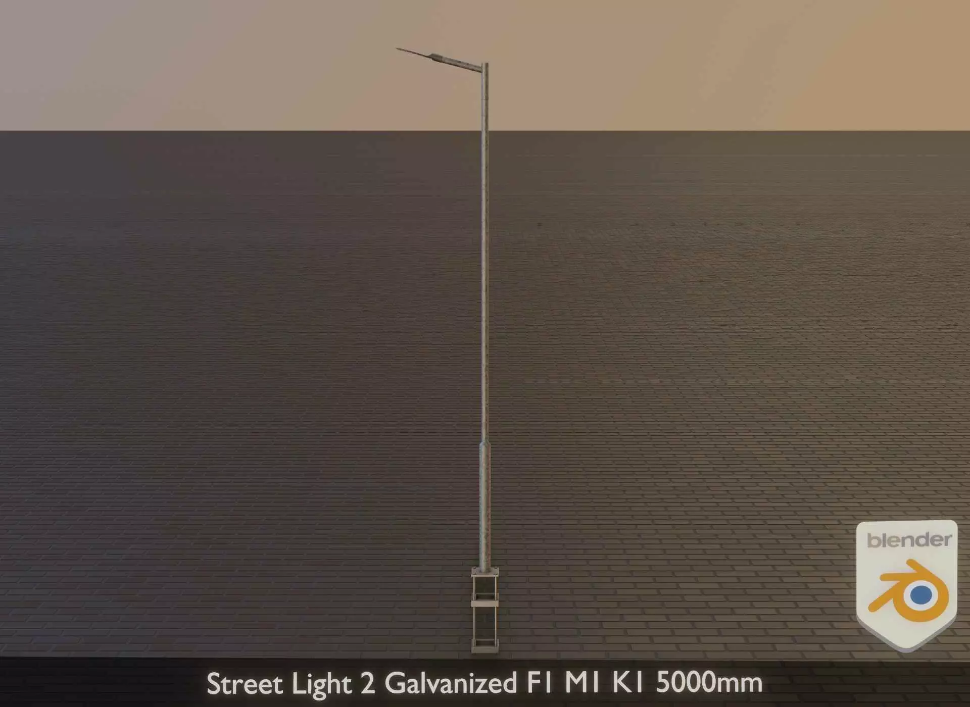 Street Light 2 Galvanized F1 M1 K1 5000mm Low-poly 3D model_0