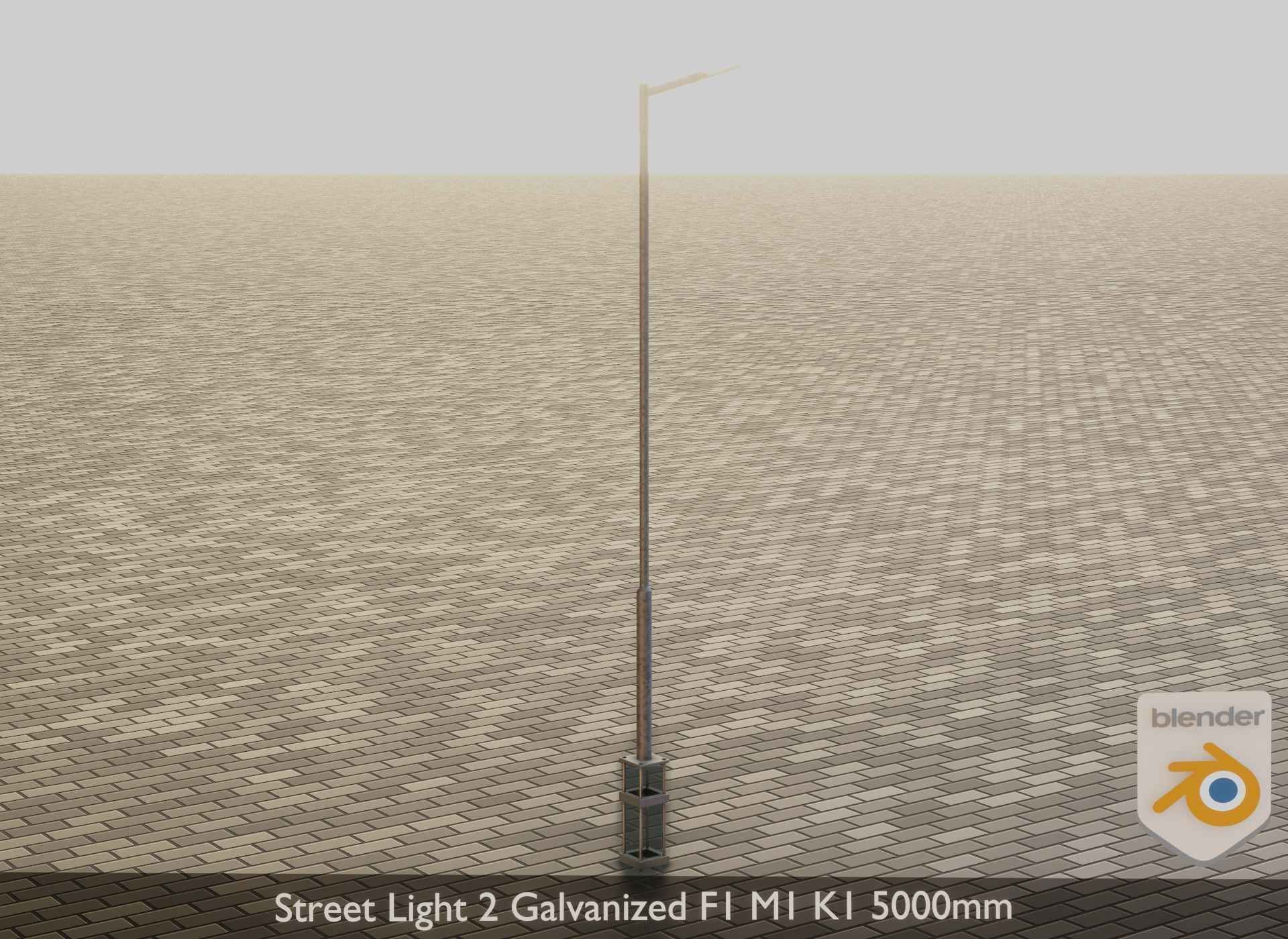 Street Light 2 Galvanized F1 M1 K1 5000mm Low-poly 3D model_16
