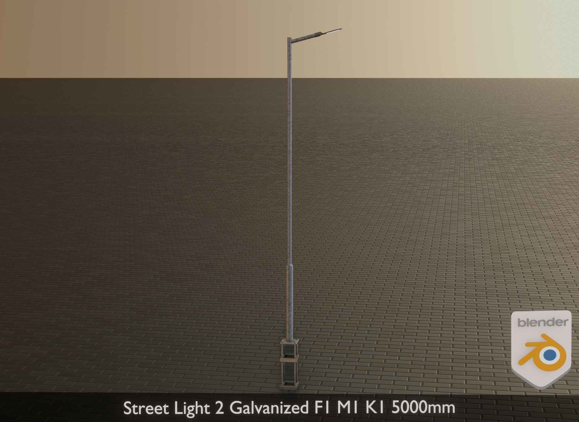 Street Light 2 Galvanized F1 M1 K1 5000mm Low-poly 3D model_21