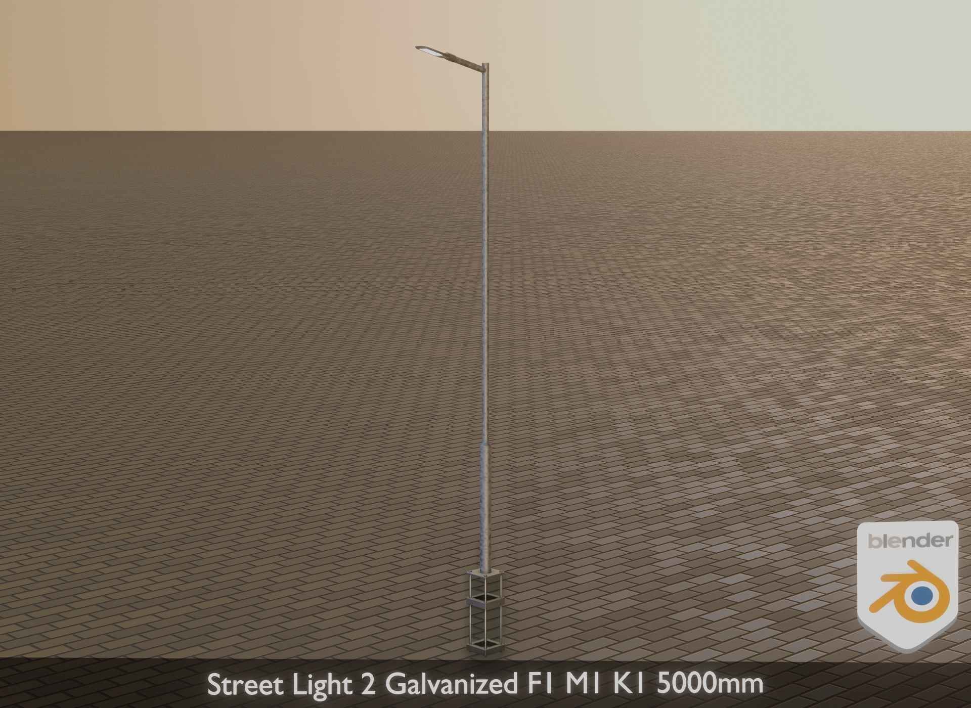 Street Light 2 Galvanized F1 M1 K1 5000mm Low-poly 3D model_35