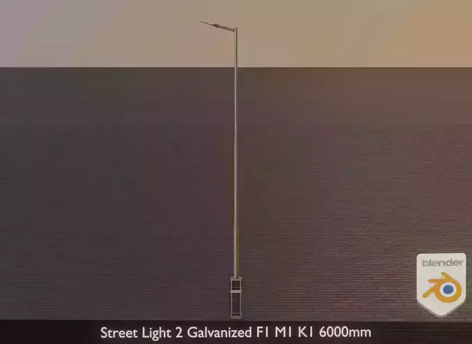 Street Light 2 Galvanized F1 M1 K1 6000mm Low-poly 3D model