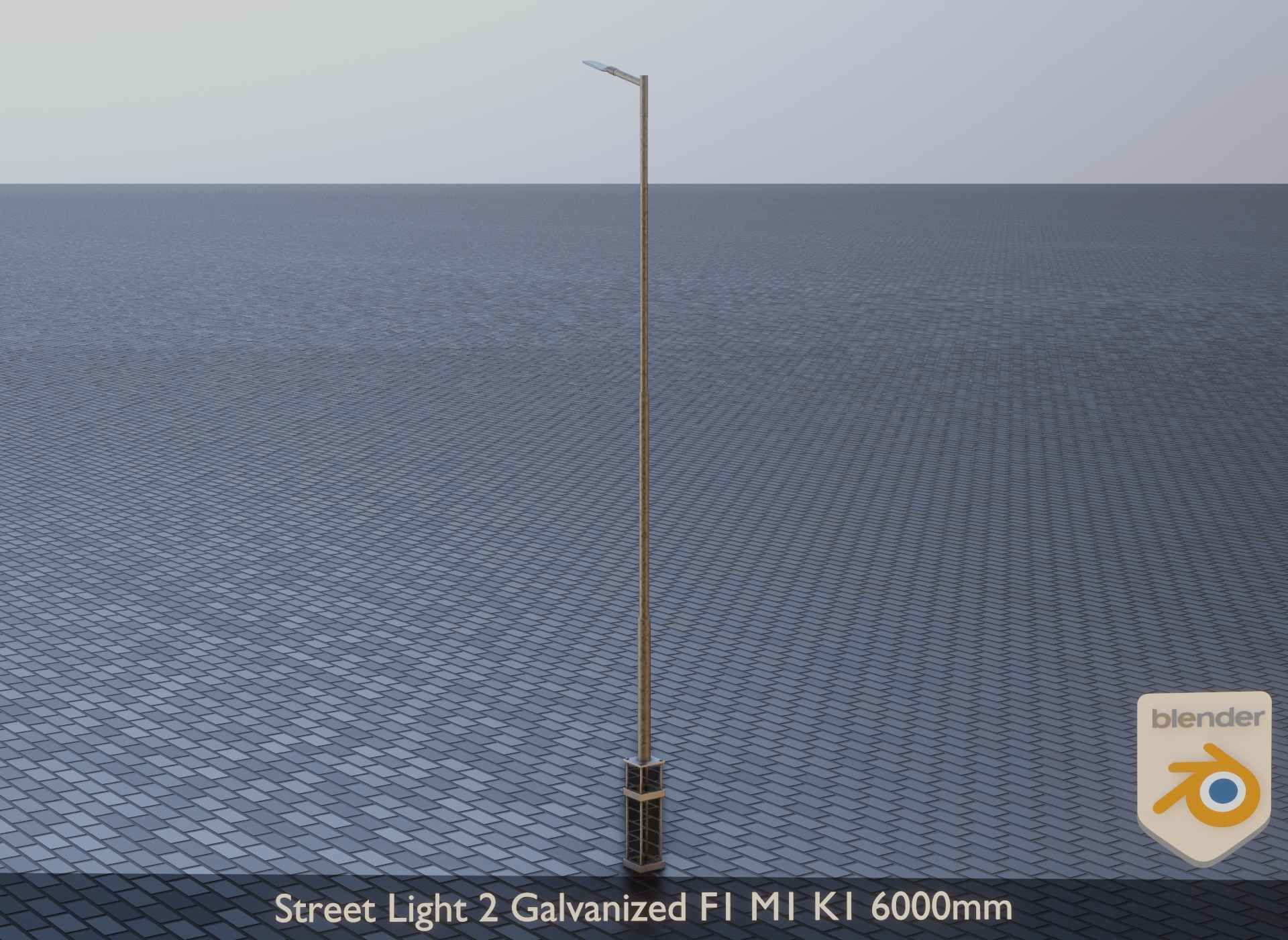 Street Light 2 Galvanized F1 M1 K1 6000mm Low-poly 3D model_6