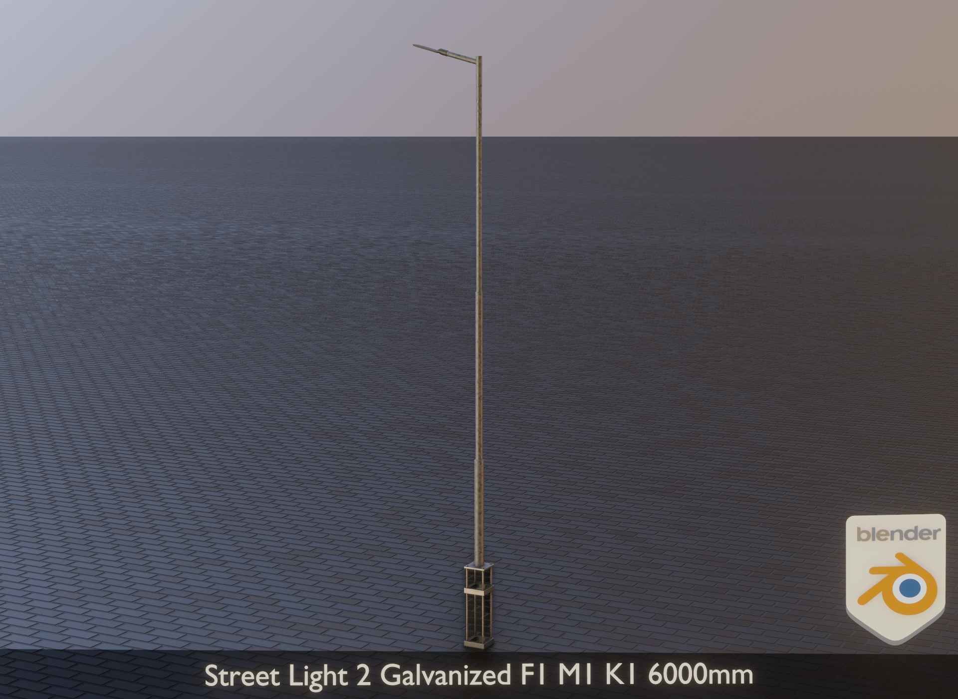 Street Light 2 Galvanized F1 M1 K1 6000mm Low-poly 3D model_3